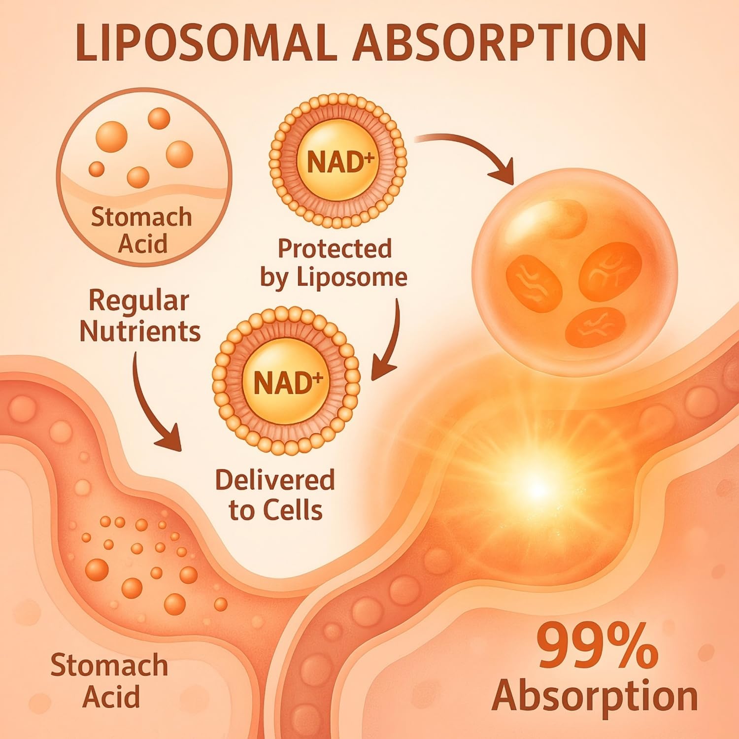 Envase de LIGUSTERI NAD liposomal, empaque claro y premium.