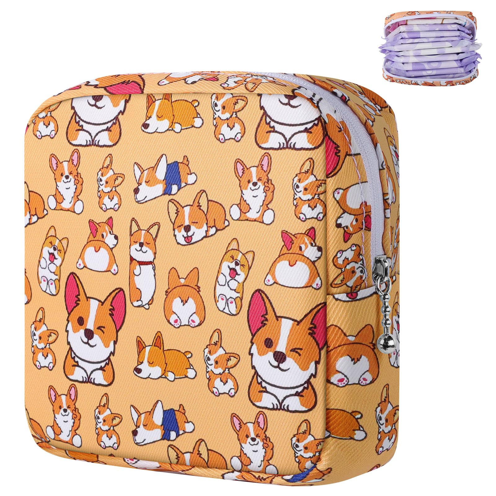 Likesing bolsa periodo, lona naranja con motivo perro, ideal para viaje.