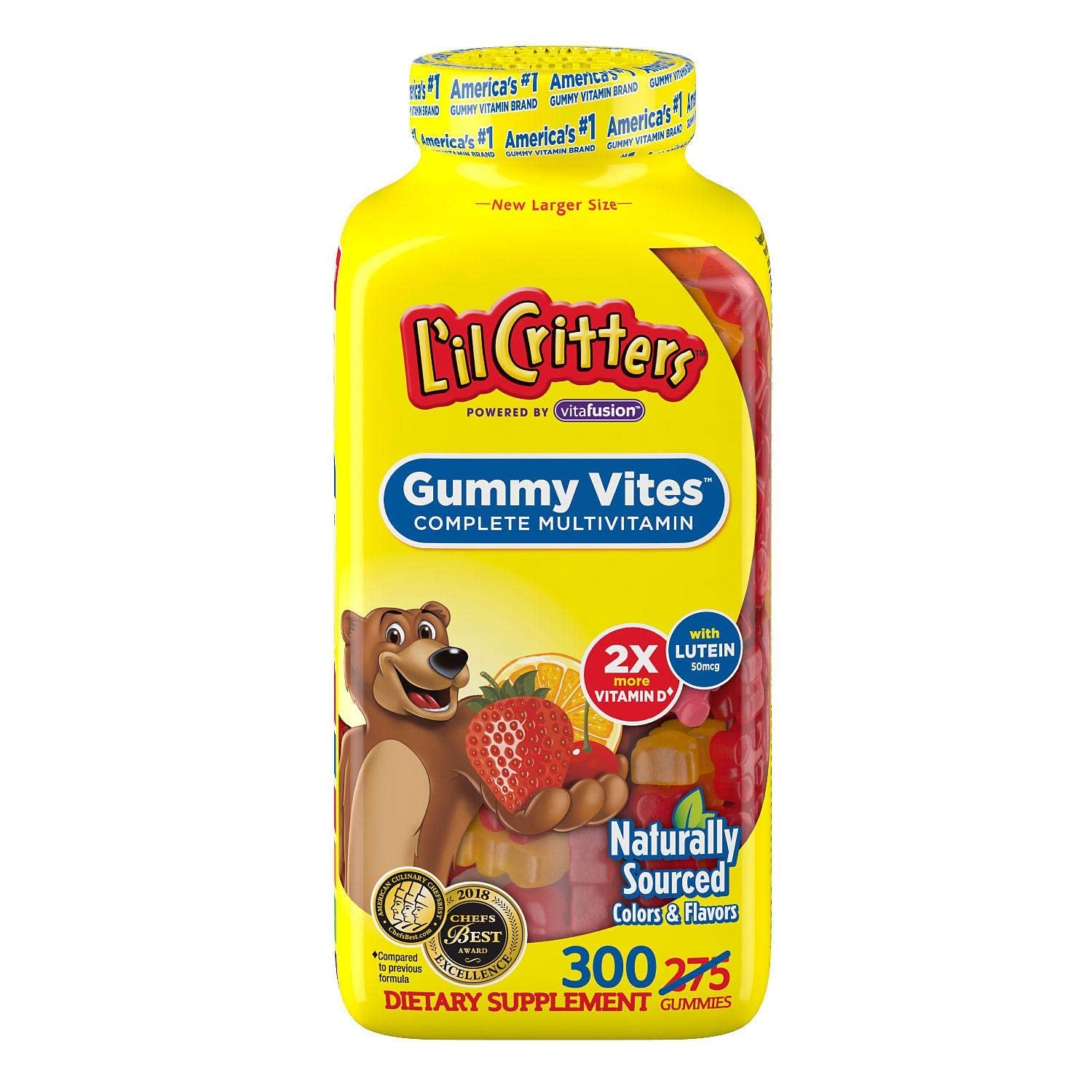 L'il Critters Gummy Vites, dosis diaria de dos ositos, sabor a frutas.