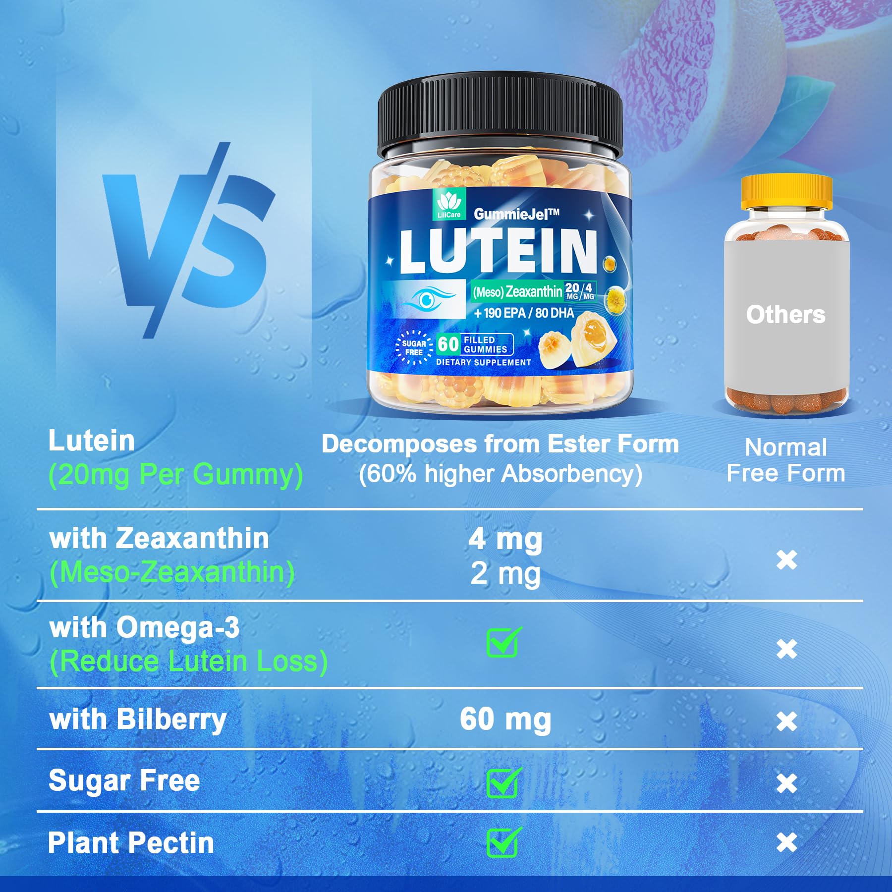 LILICARE Envase de 60 gominolas: toma diaria fácil