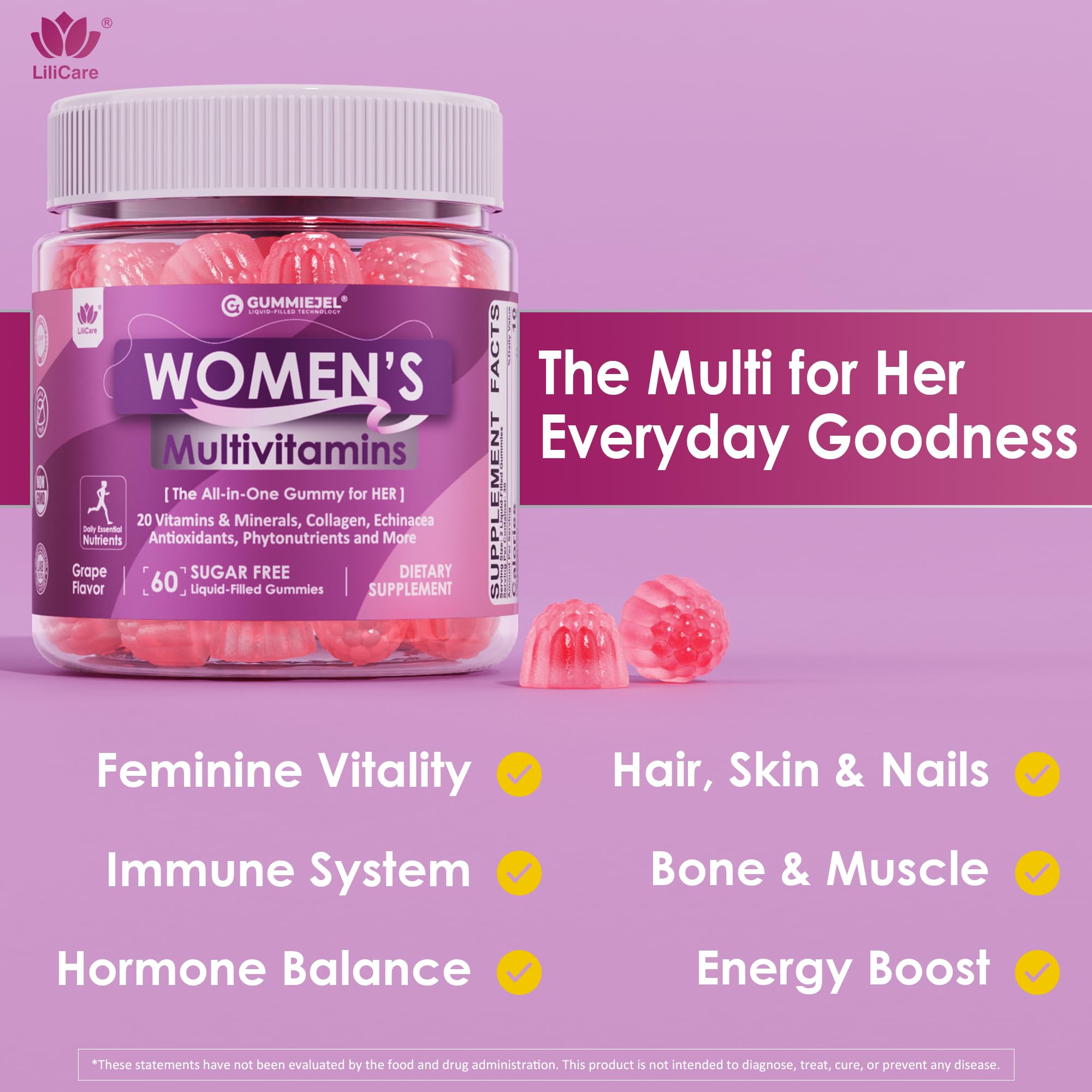 Gominola Lilicare enfocada en energía diaria para mujeres activas.