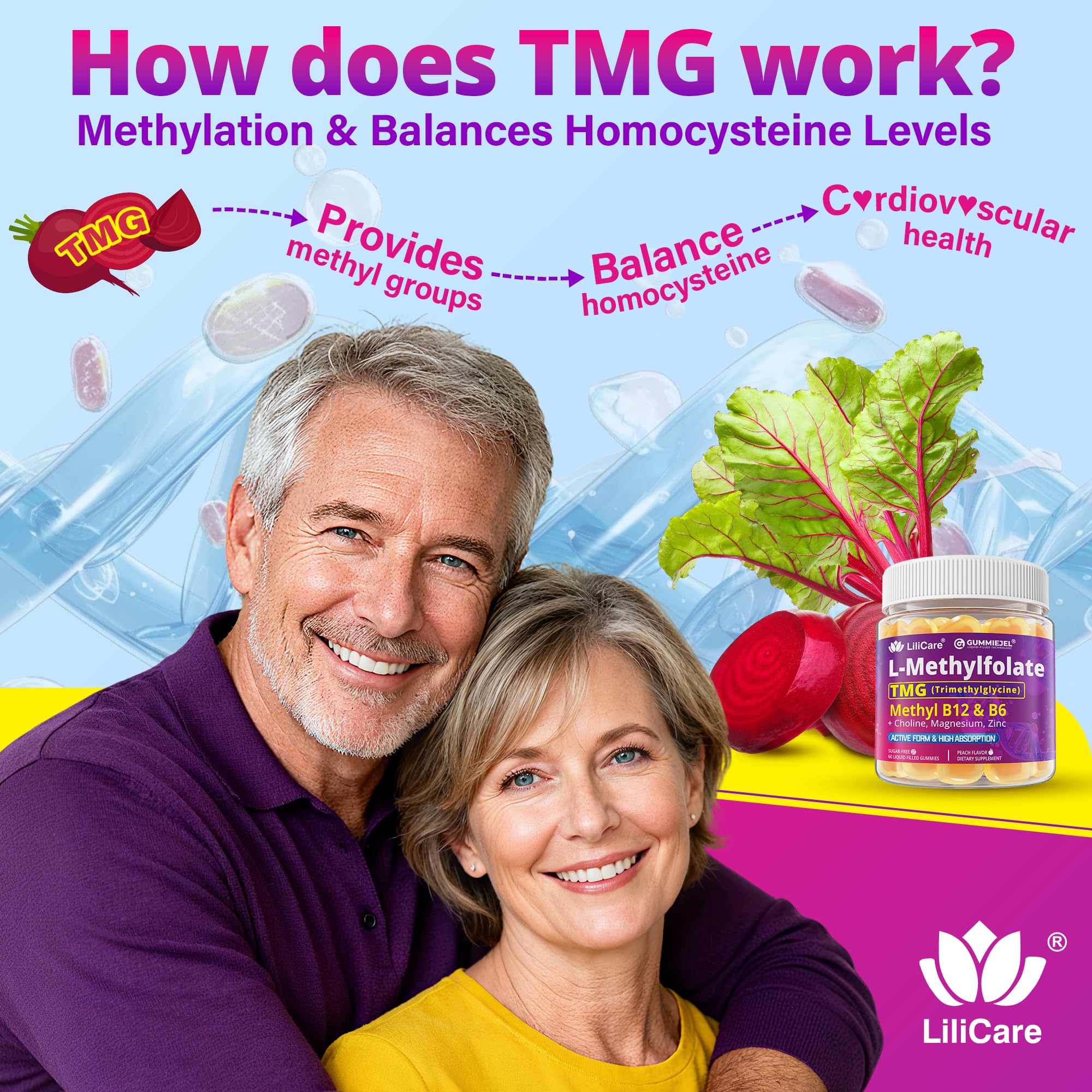 Gomitas LILICARE con TMG para donantes de metilos en el cuerpo