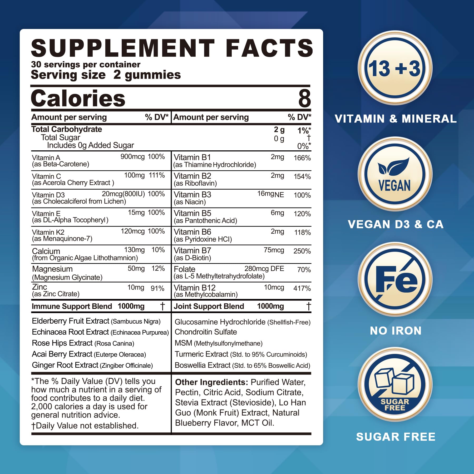 Lilicare: ingredientes clave de vitaminas y minerales para nutrición diaria.