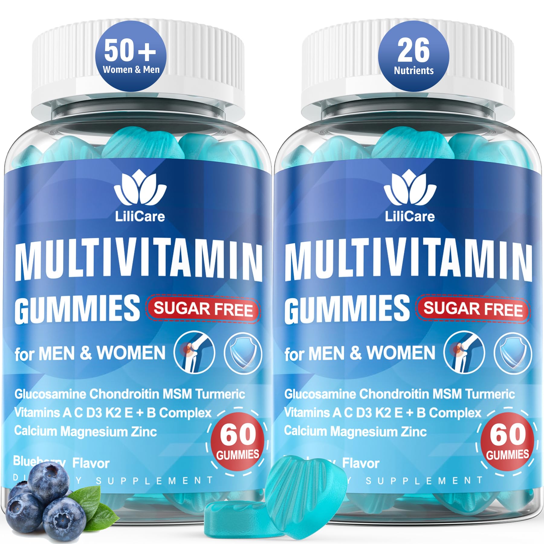 Gomitas multivitamínicas Lilicare en botella para energía diaria y bienestar.