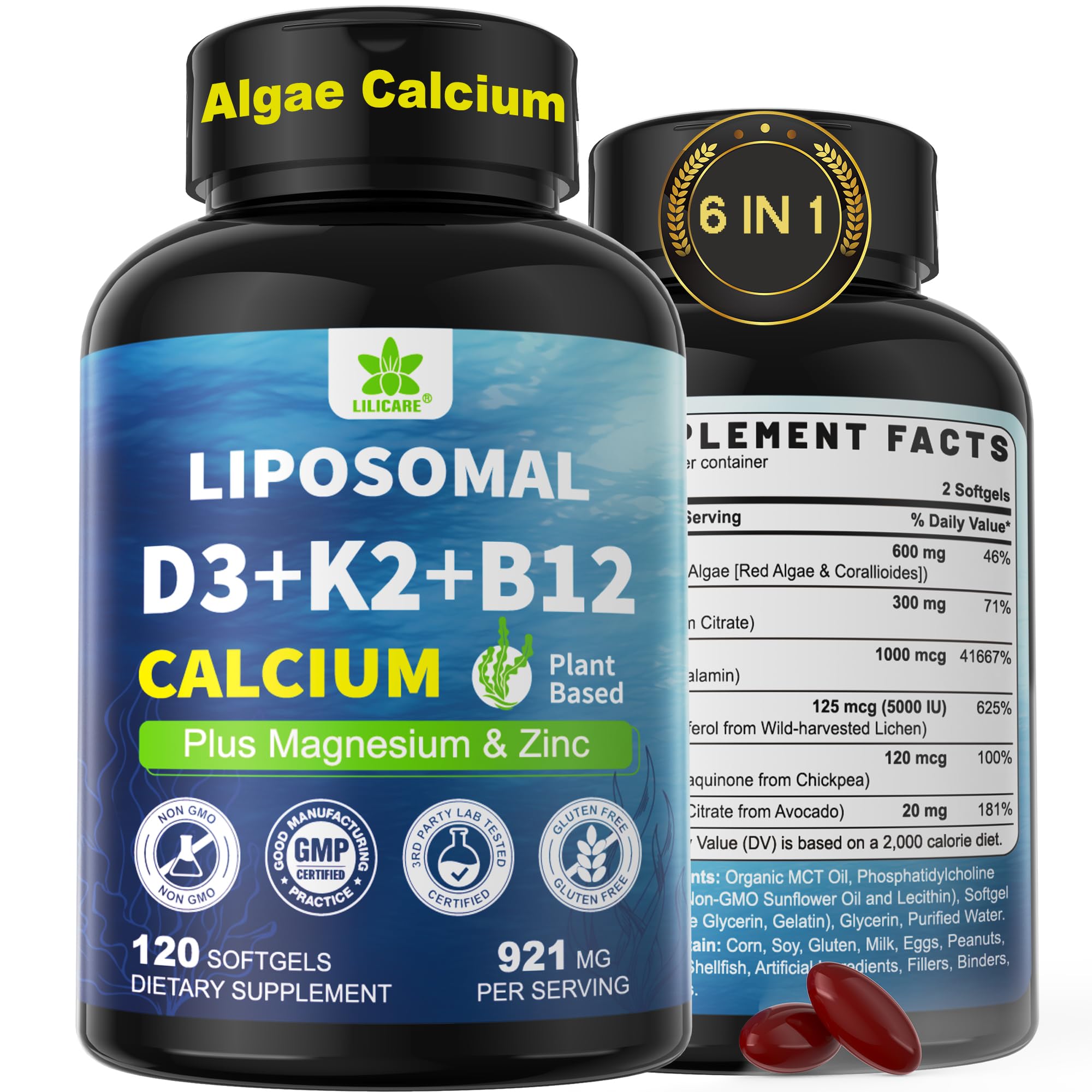 LILICARE rutina matutina con calcio liposomal, absorción optimizada.