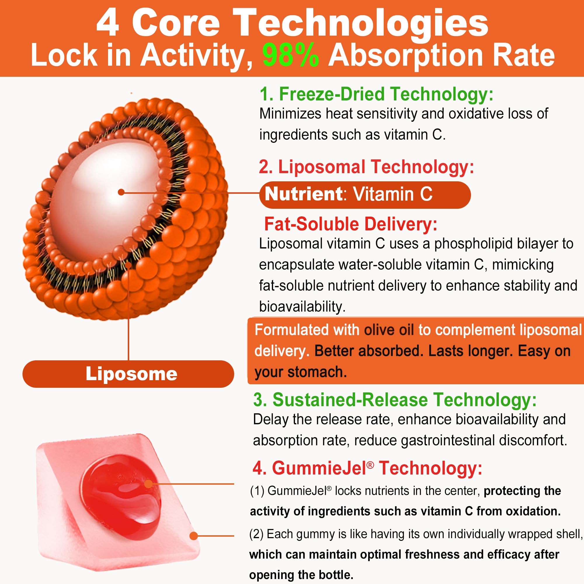 Etiqueta de ingredientes de LILICARE Vitamina C liposomal, antioxidantes naturales.