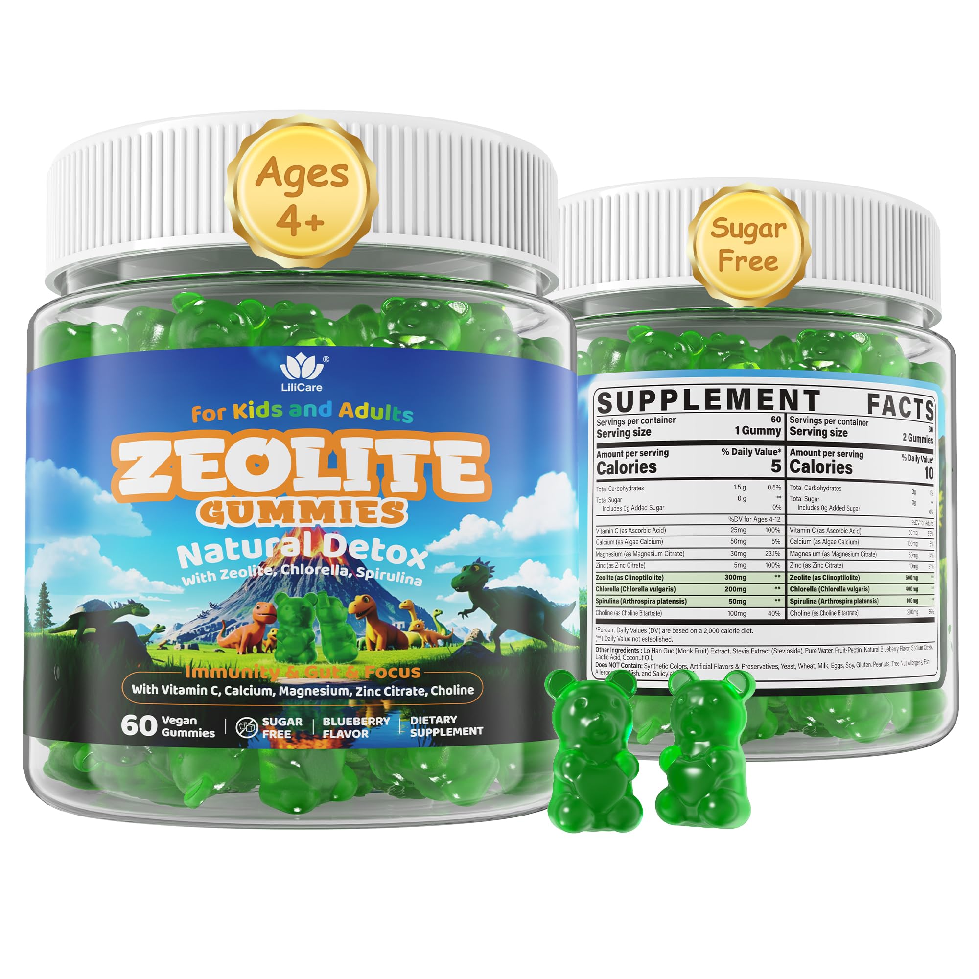Gominolas Zeolita LILICARE en botella para detox suave y bienestar digestivo
