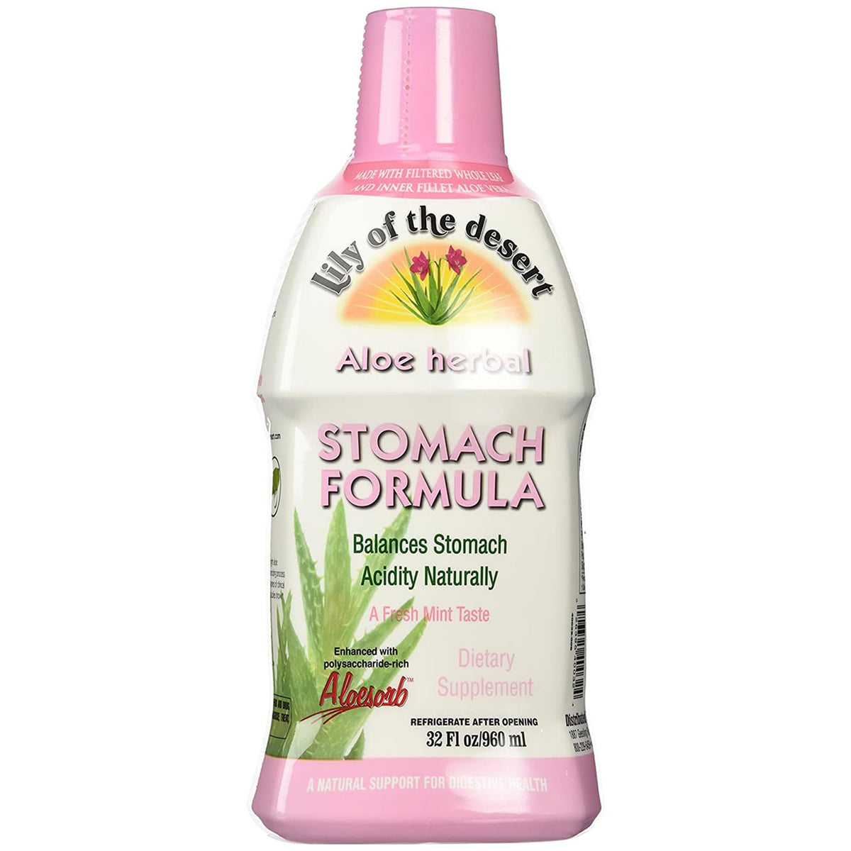 Lily of the Desert Estómago Formula botella, apoyo potencial para la digestión diaria.