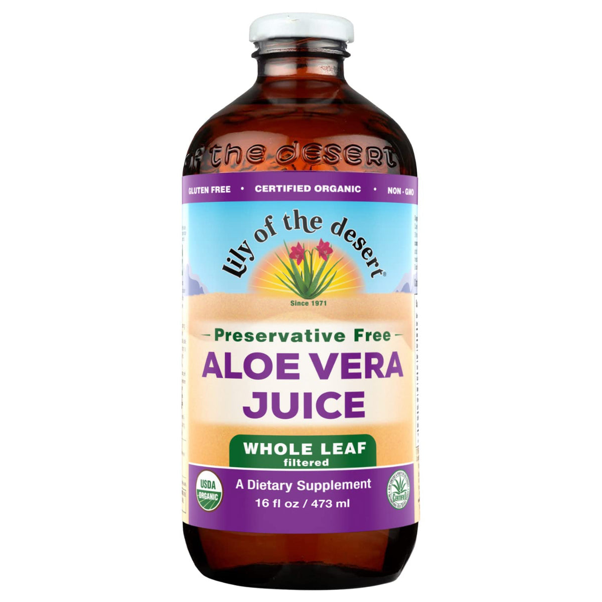 Lily of the Desert Jugo Aloe hoja entera filtrado en botella para bienestar