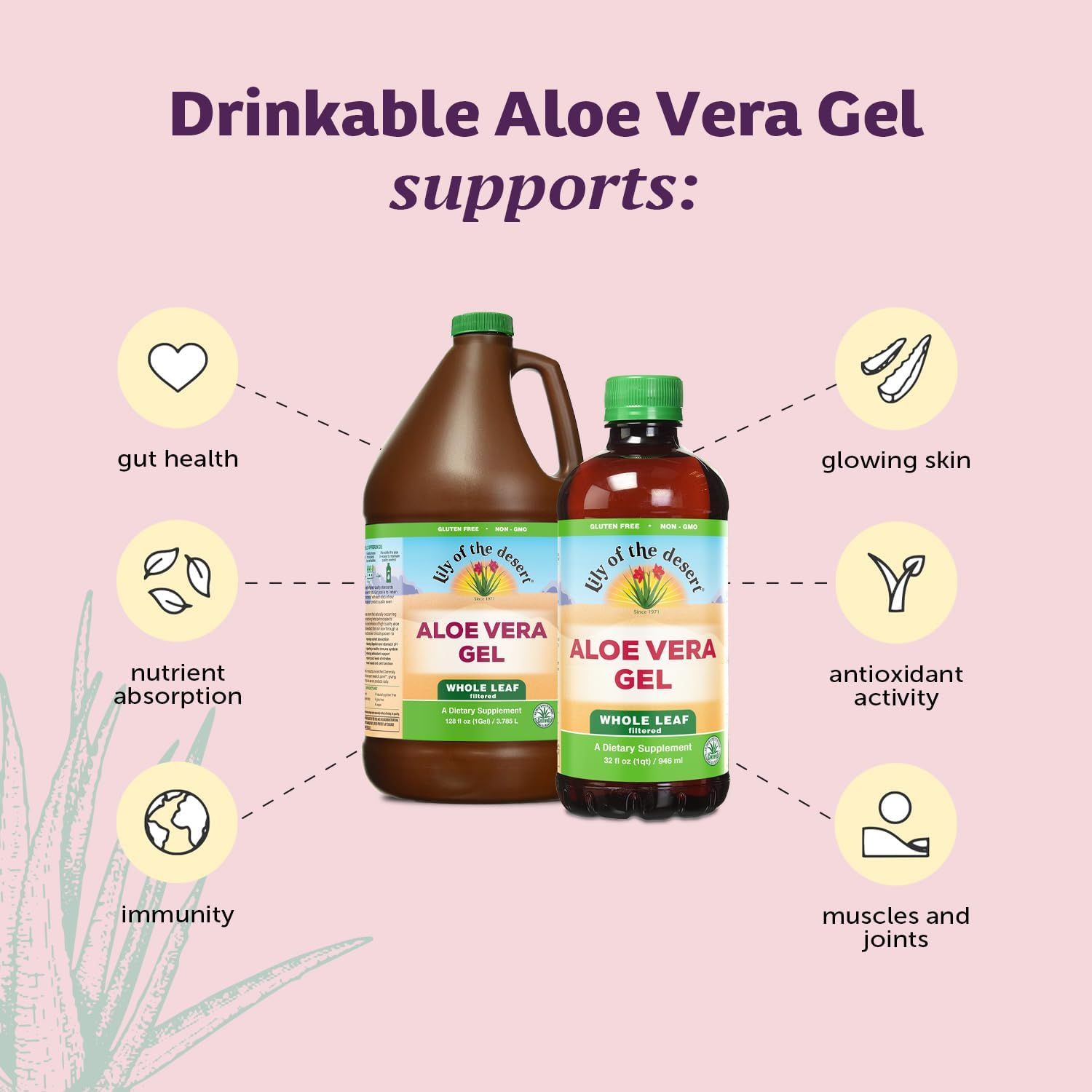 Lily Of The Desert Aloe Gel con vitaminas naturales para piel sana.