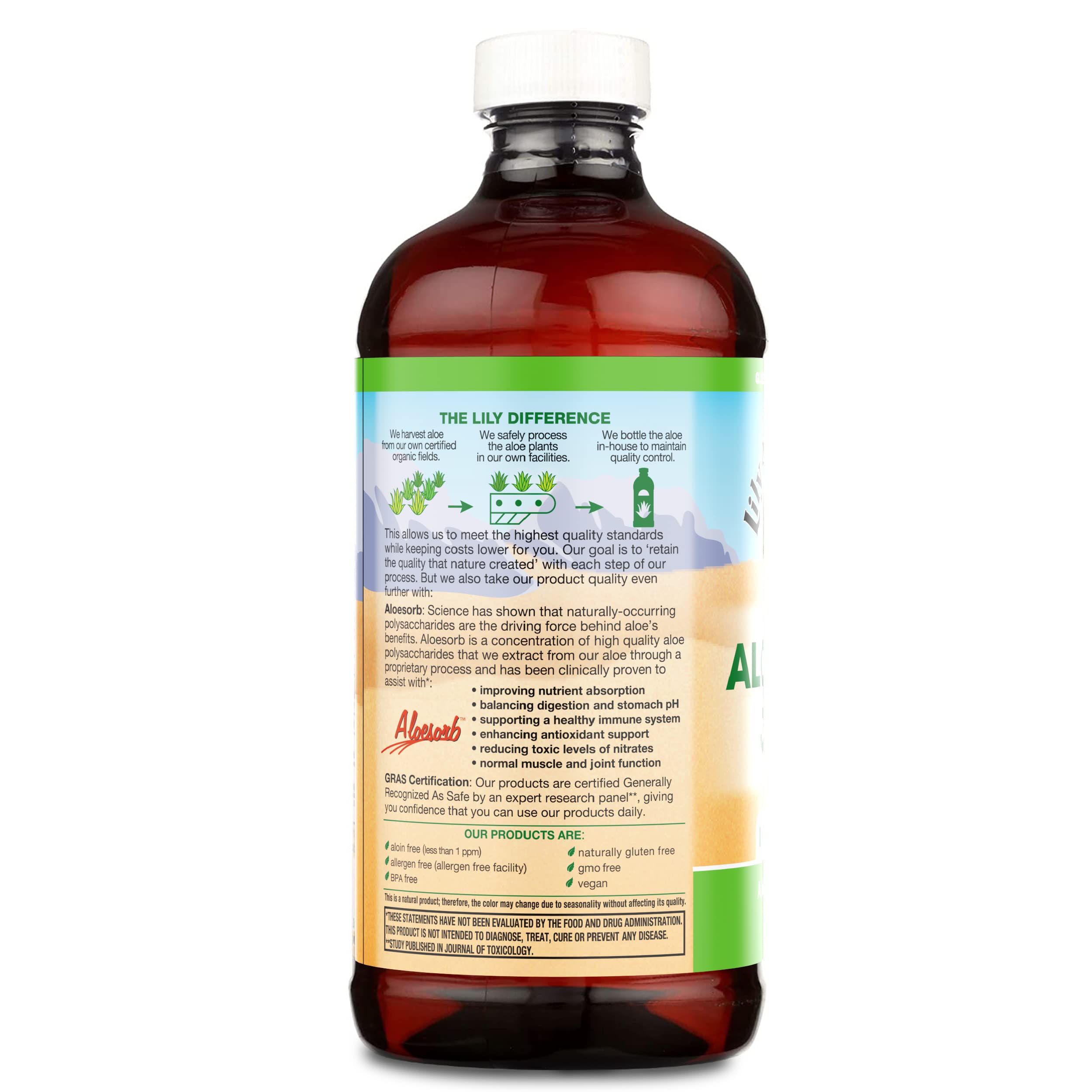 Lily Of The Desert jugo de aloe vertido cerca para sabor suave