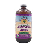 Lily Of The Desert Aloe Vera Juice con hoja entera en botella para hidratación diaria
