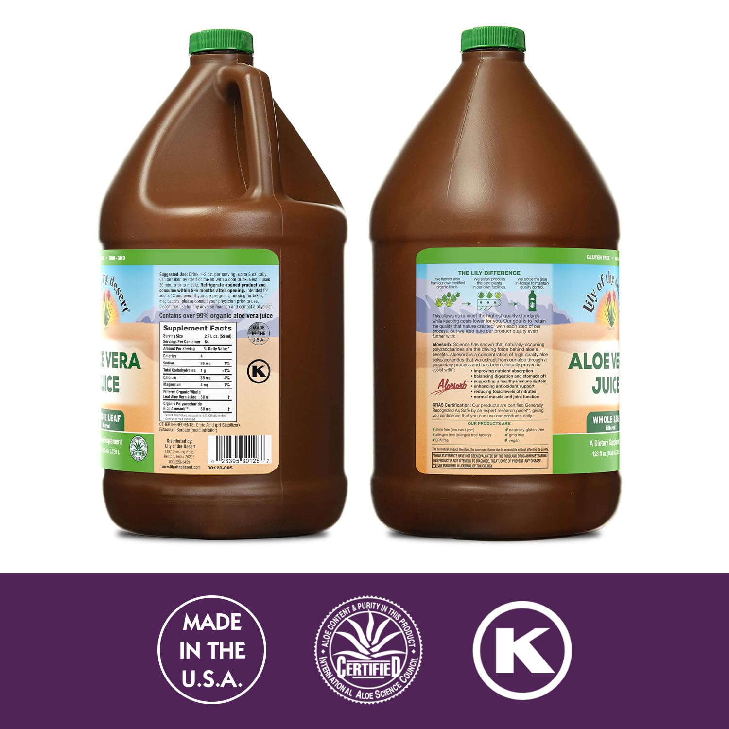 Botella Lily Of The Desert de 128 oz lista para consumo diario
