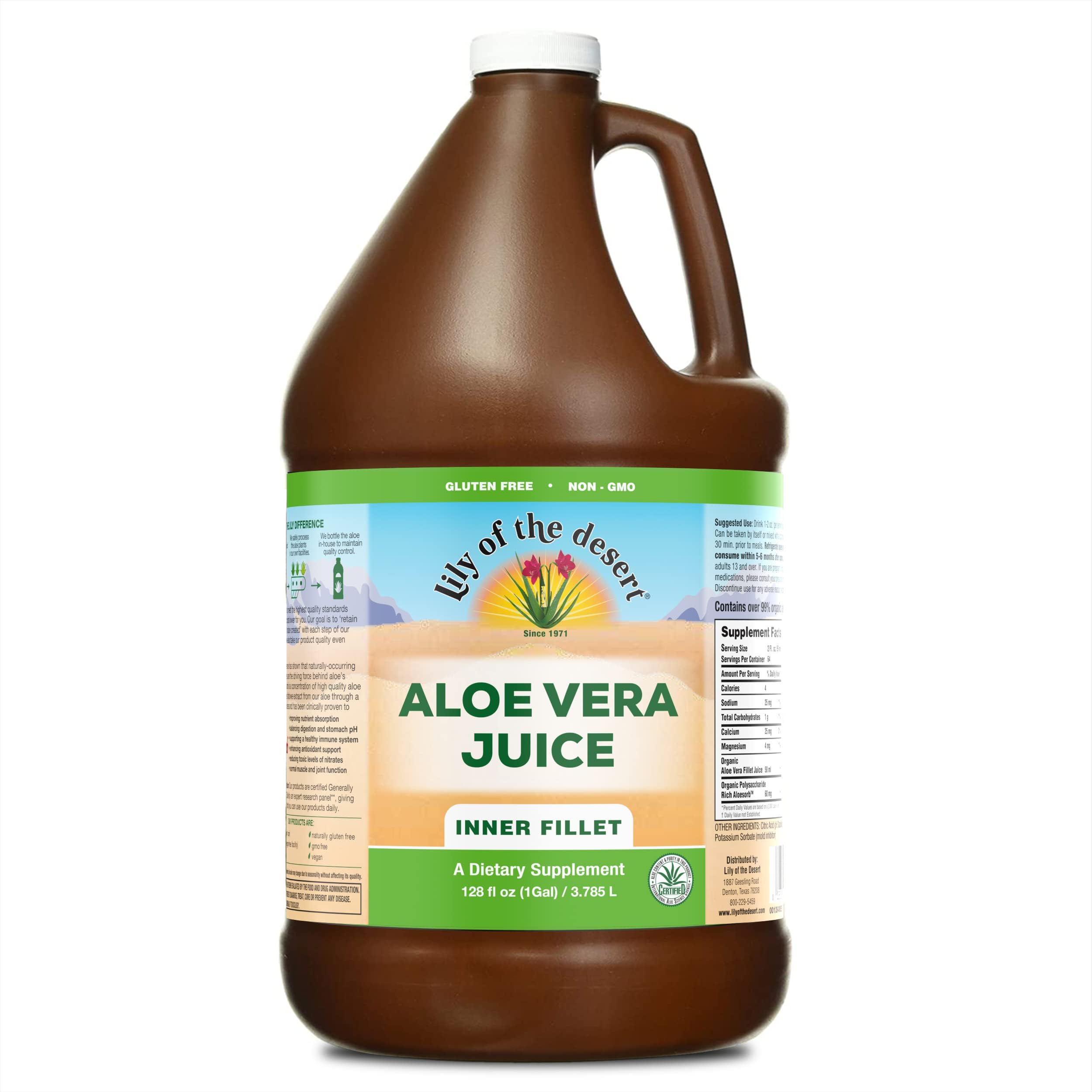 Lily of the Desert: jugo de aloe vera con pulpa interna para uso diario.