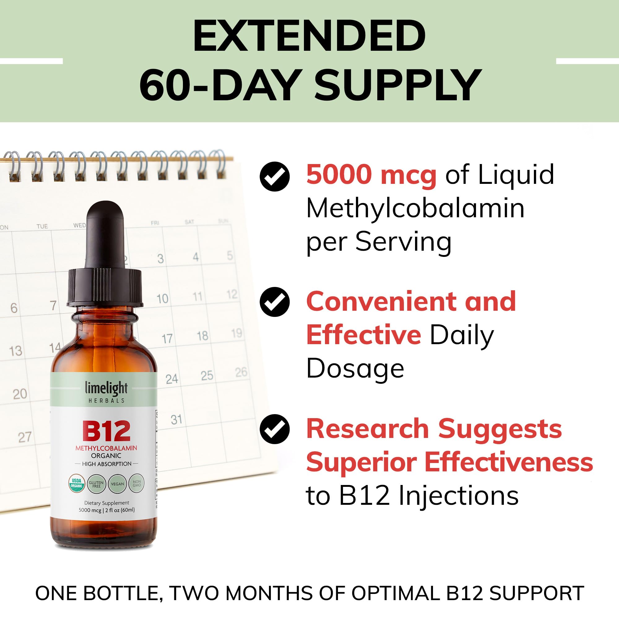 Aplicación sublingual LIMELIGHT HERBALS B12 para absorción rápida