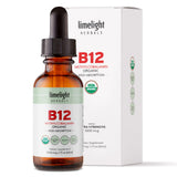 Gotas LIMELIGHT HERBALS B12 en frasco para energía sostenida