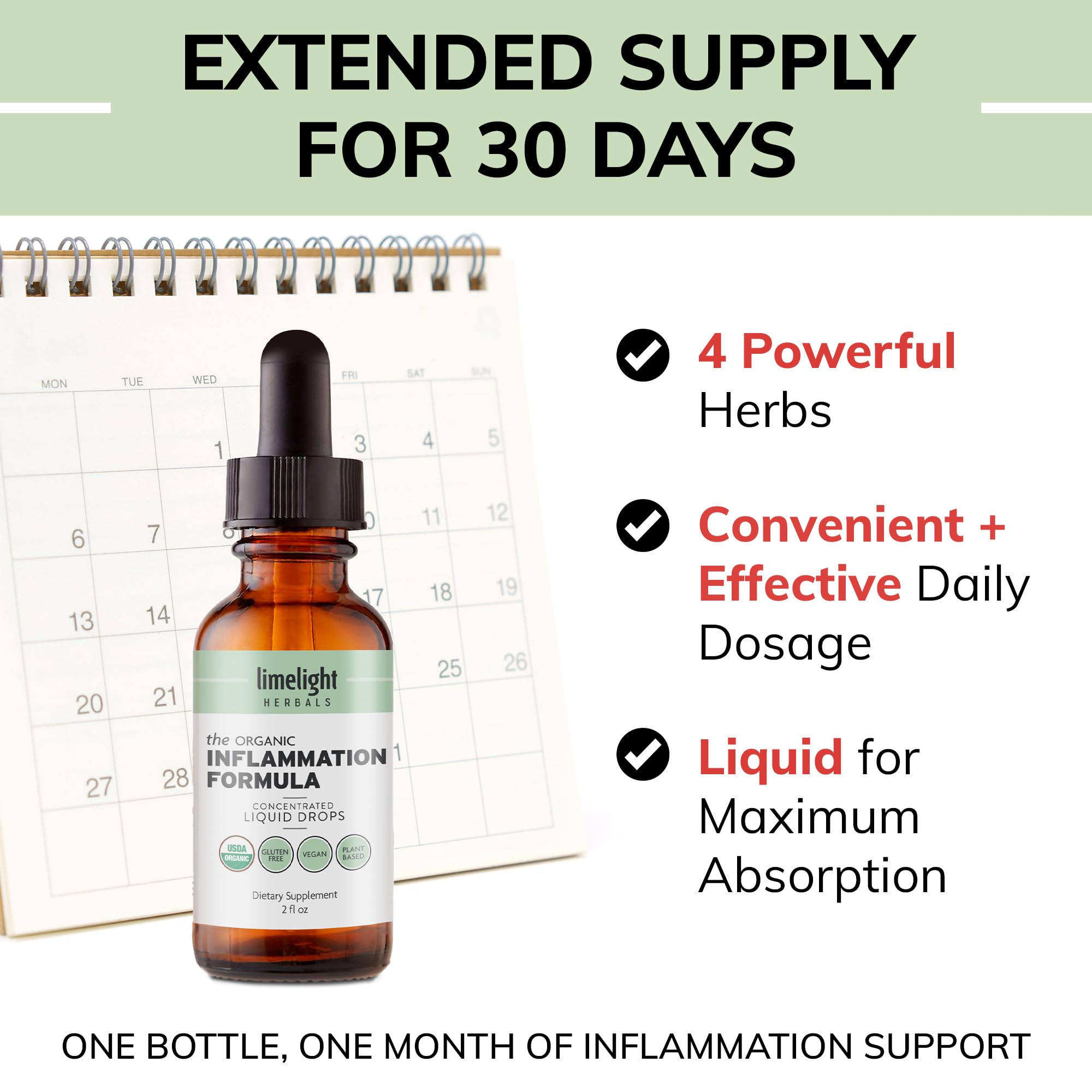 LIMELIGHT HERBALS gotas Forma liquida: dosificación diaria fácil.