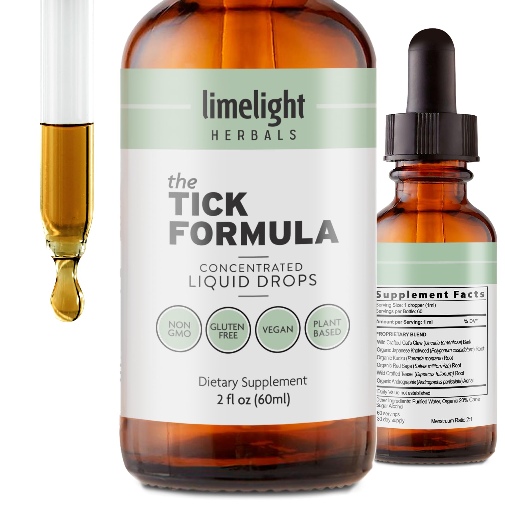 Fórmula Garrapata de LIMELIGHT HERBALS en frasco para apoyo inmune natural