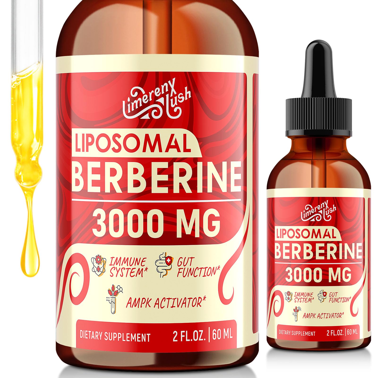 LimerenxLush berberina liposomales 3000mg en botella para absorción superior.