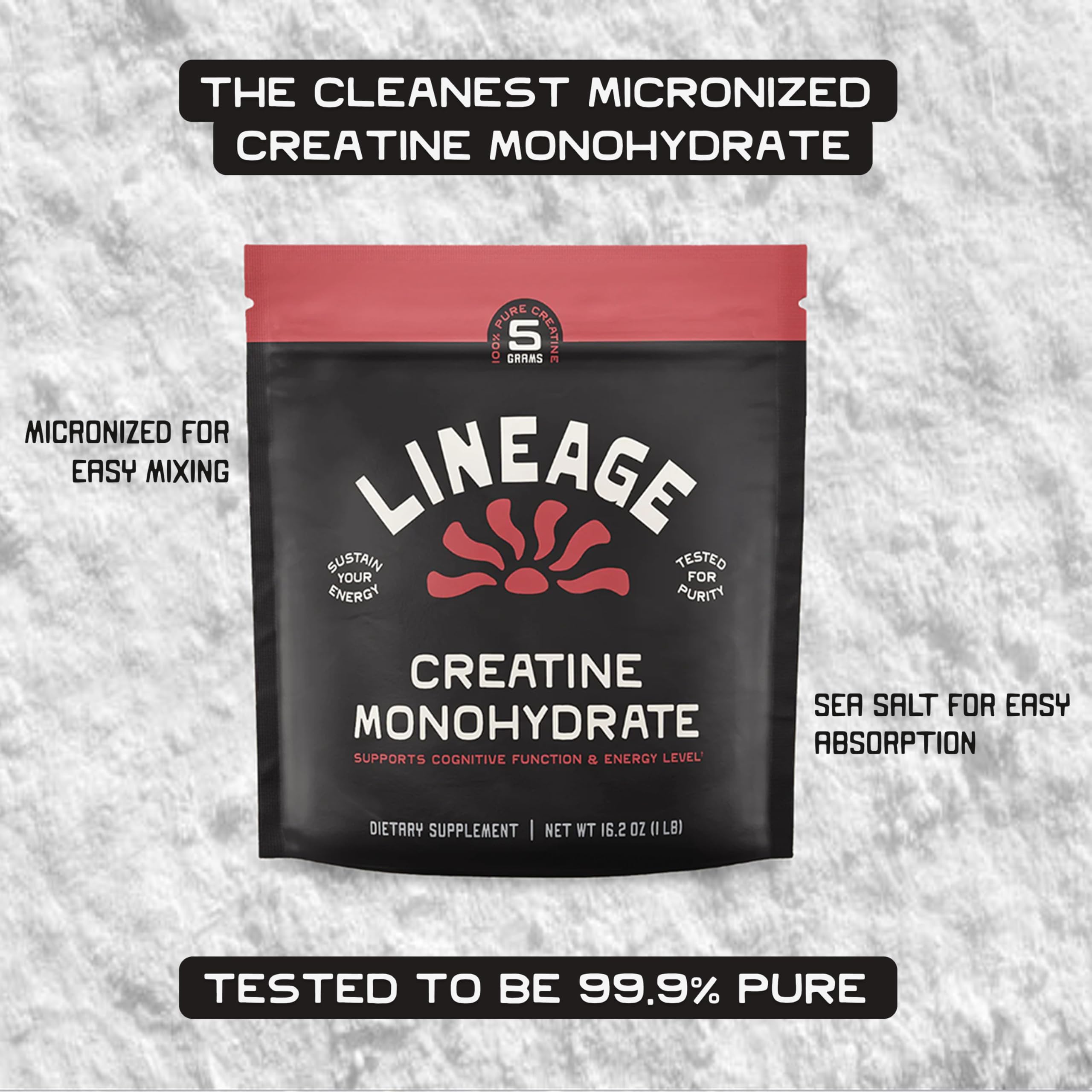 Lineage Provisions Creatina Micronizada sin sabor artificial y alta pureza