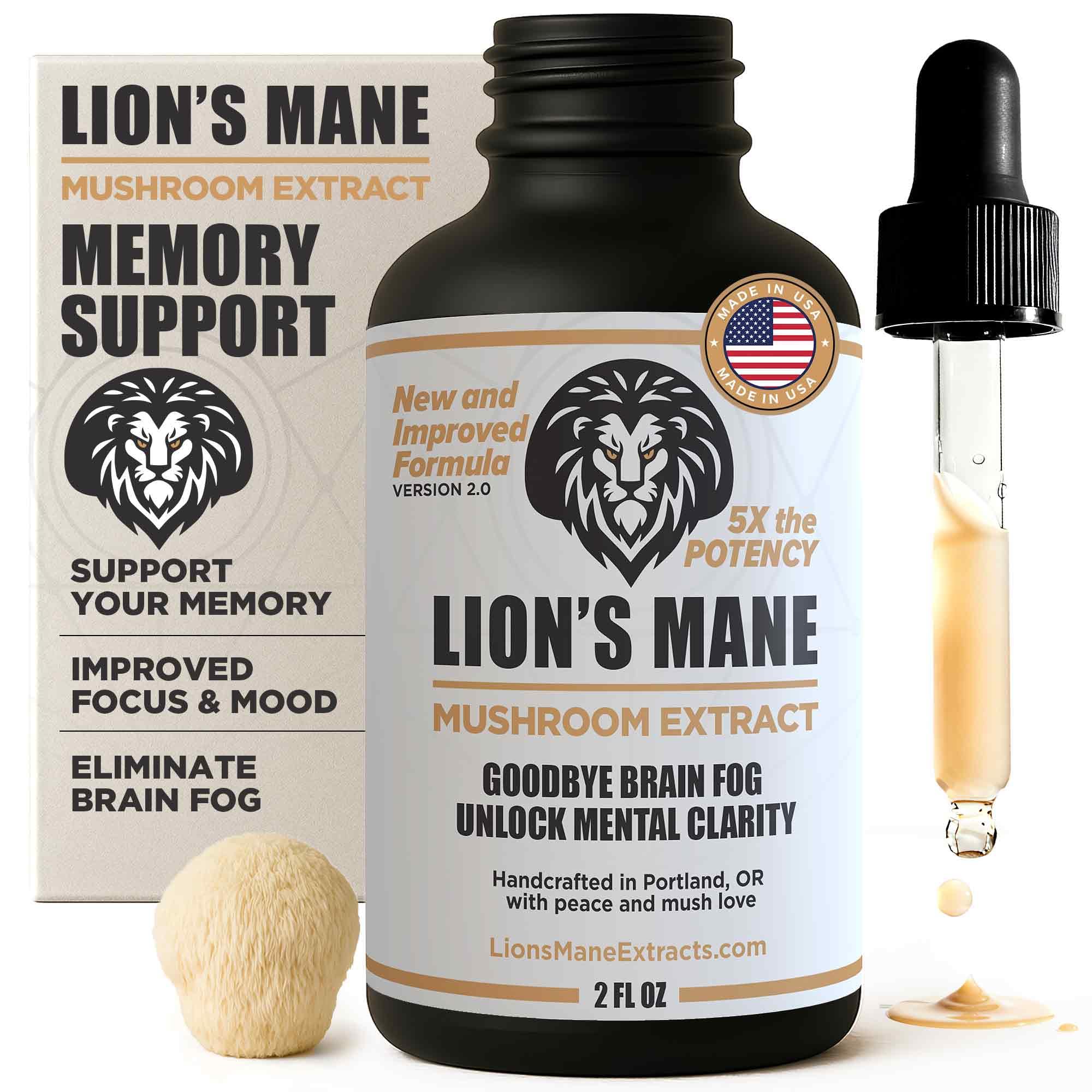 LionsManeExtracts extracto melena de león en botella para enfoque y claridad