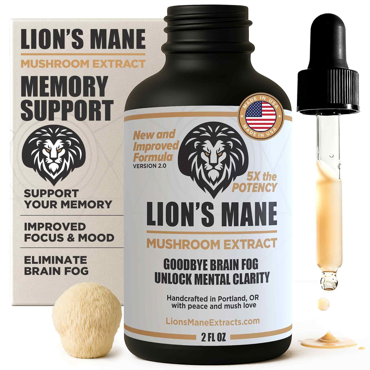 LionsManeExtracts extracto melena de león en botella para enfoque y claridad