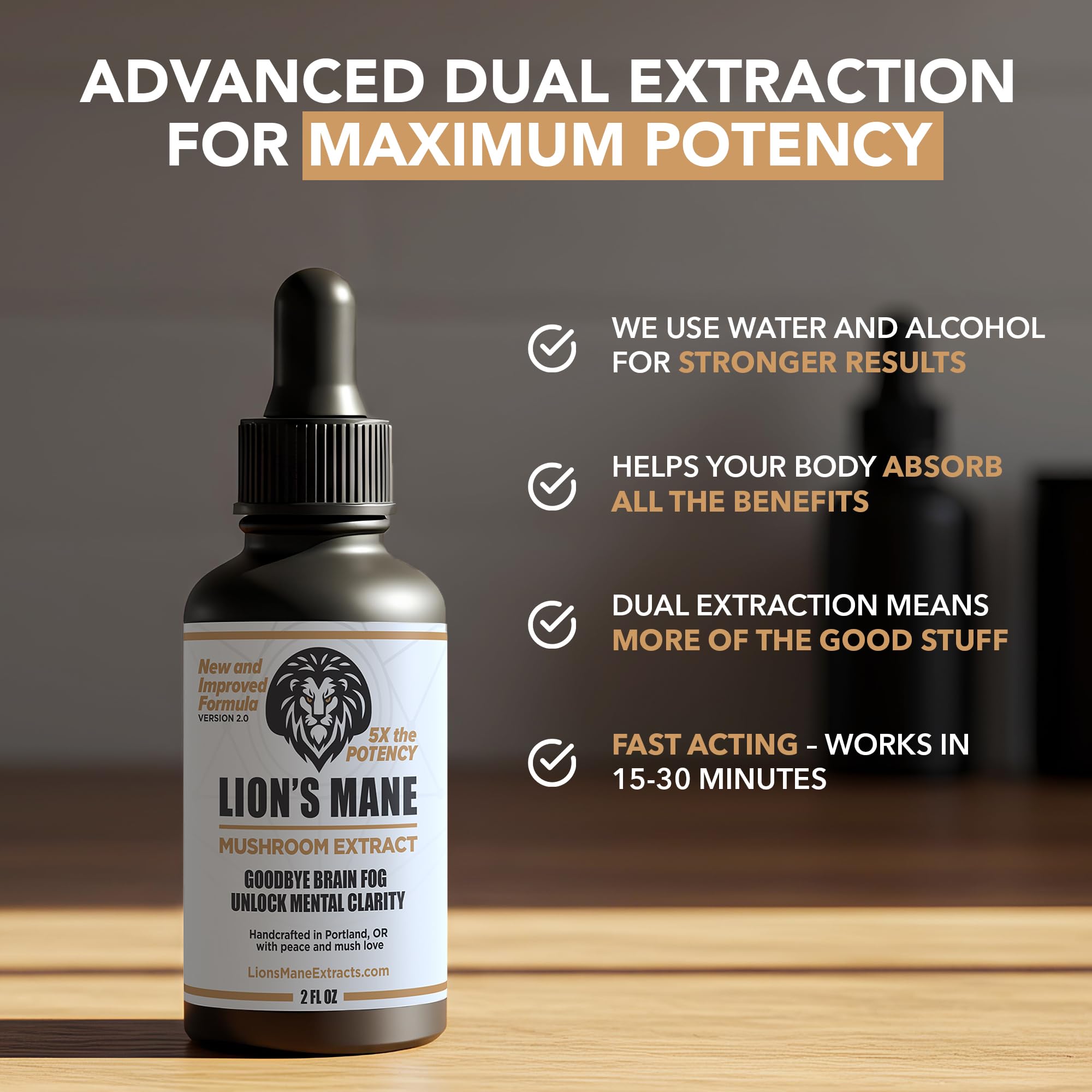 LionsManeExtracts textura suave del elixir para consumo