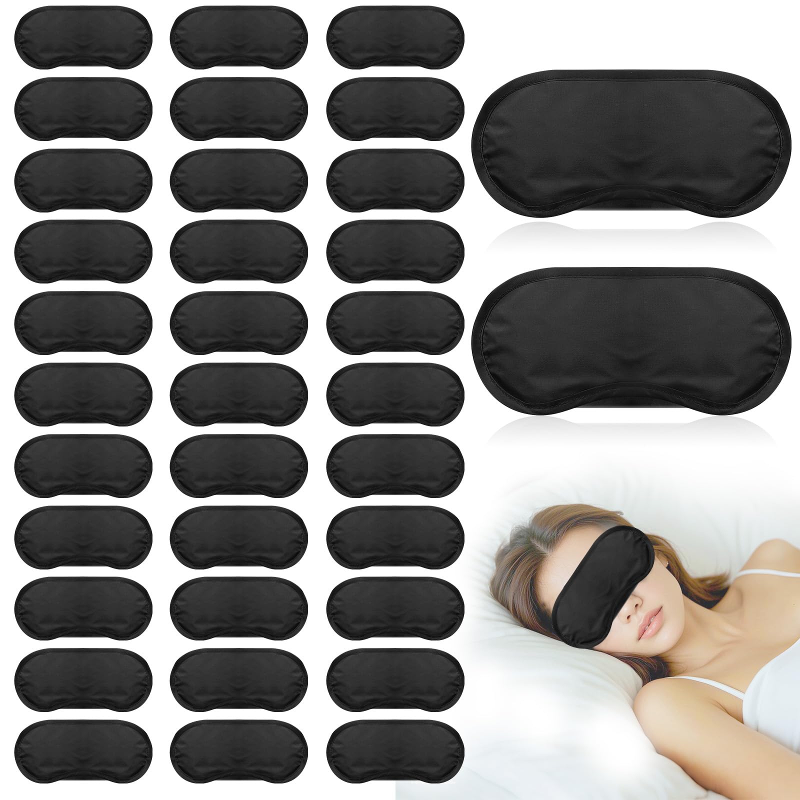 Lipetol antifaz para dormir negro, empaque de 40 piezas para descanso y juegos.