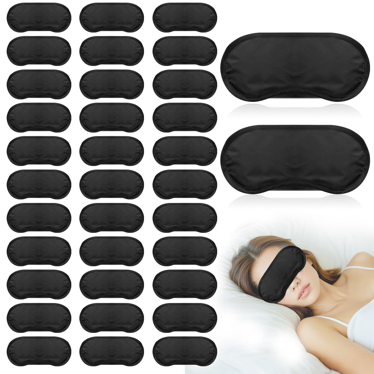 Lipetol antifaz para dormir negro, empaque de 40 piezas para descanso y juegos.