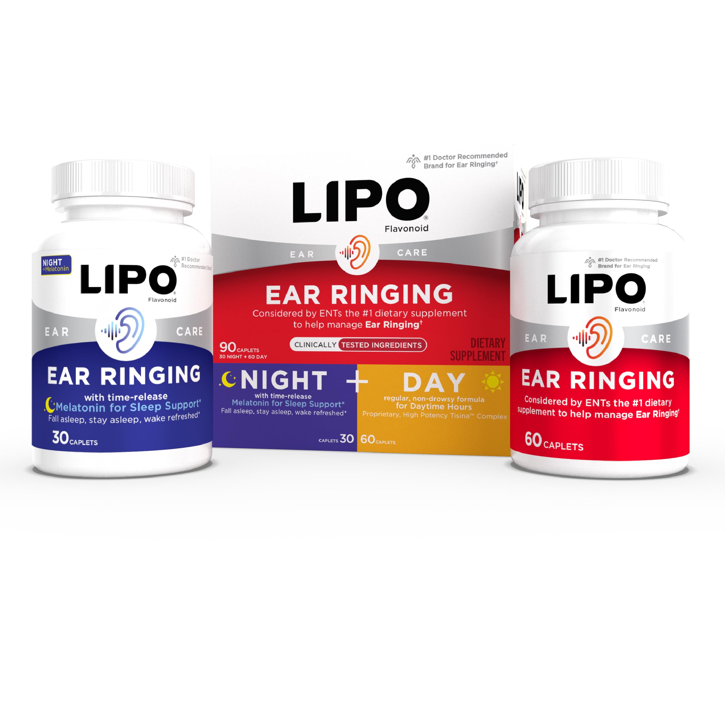 Kit Lipo-Flavonoid Día y Noche en caja para rutina diaria del oído.