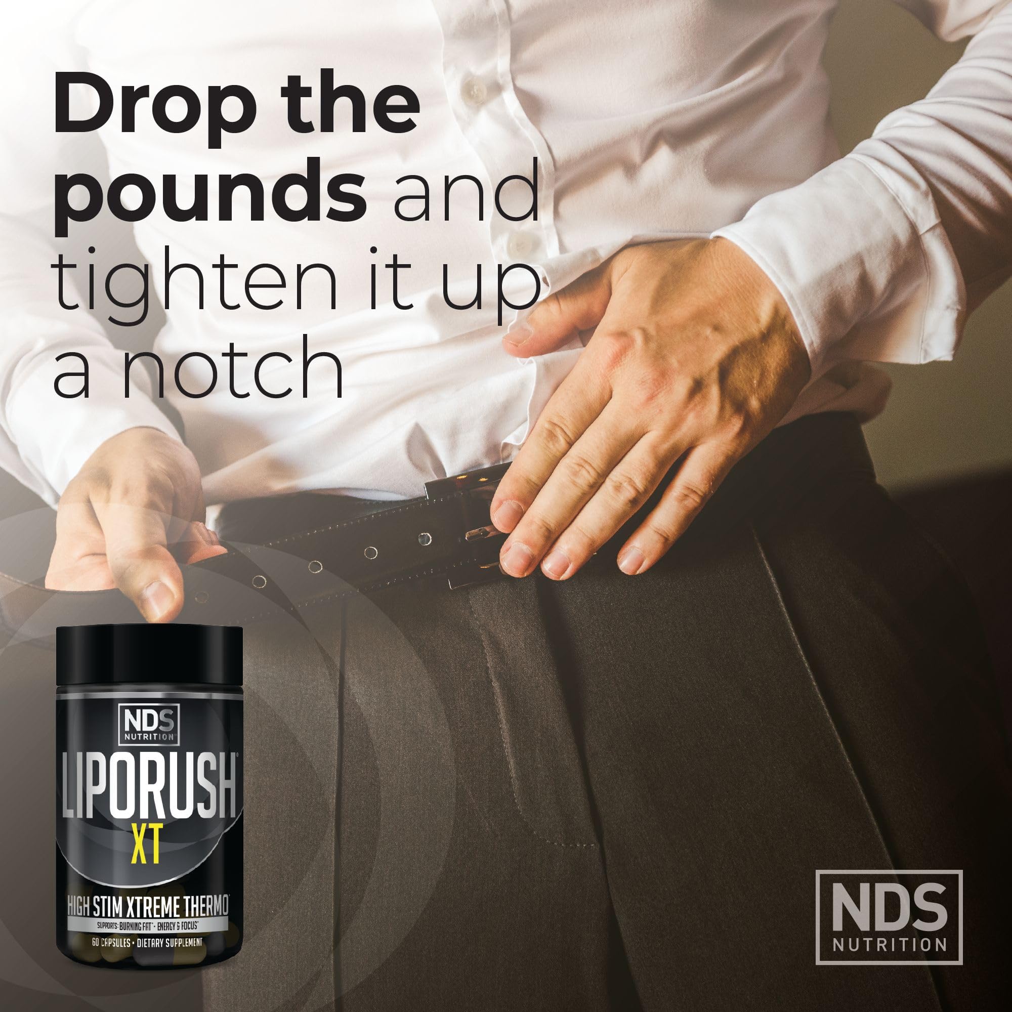 Uso diario de Liporush NDS Nutrition XT para energía y enfoque.