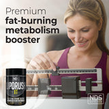 Etiqueta de Liporush NDS Nutrition XT con beneficios para quema de grasa.