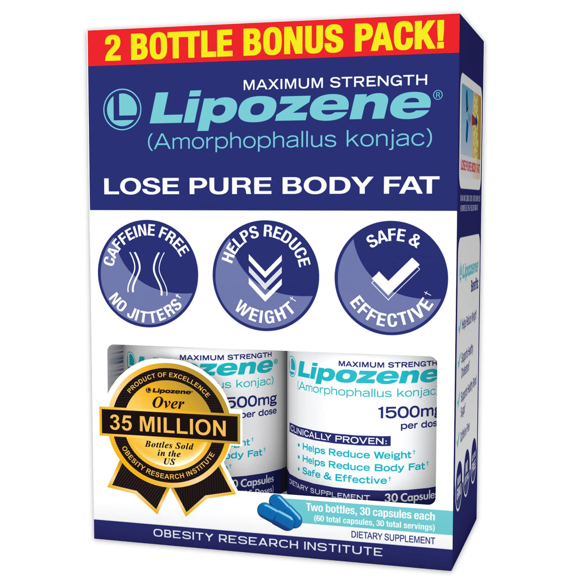 Lipozene: botella de cápsulas para apoyar el control del apetito diario