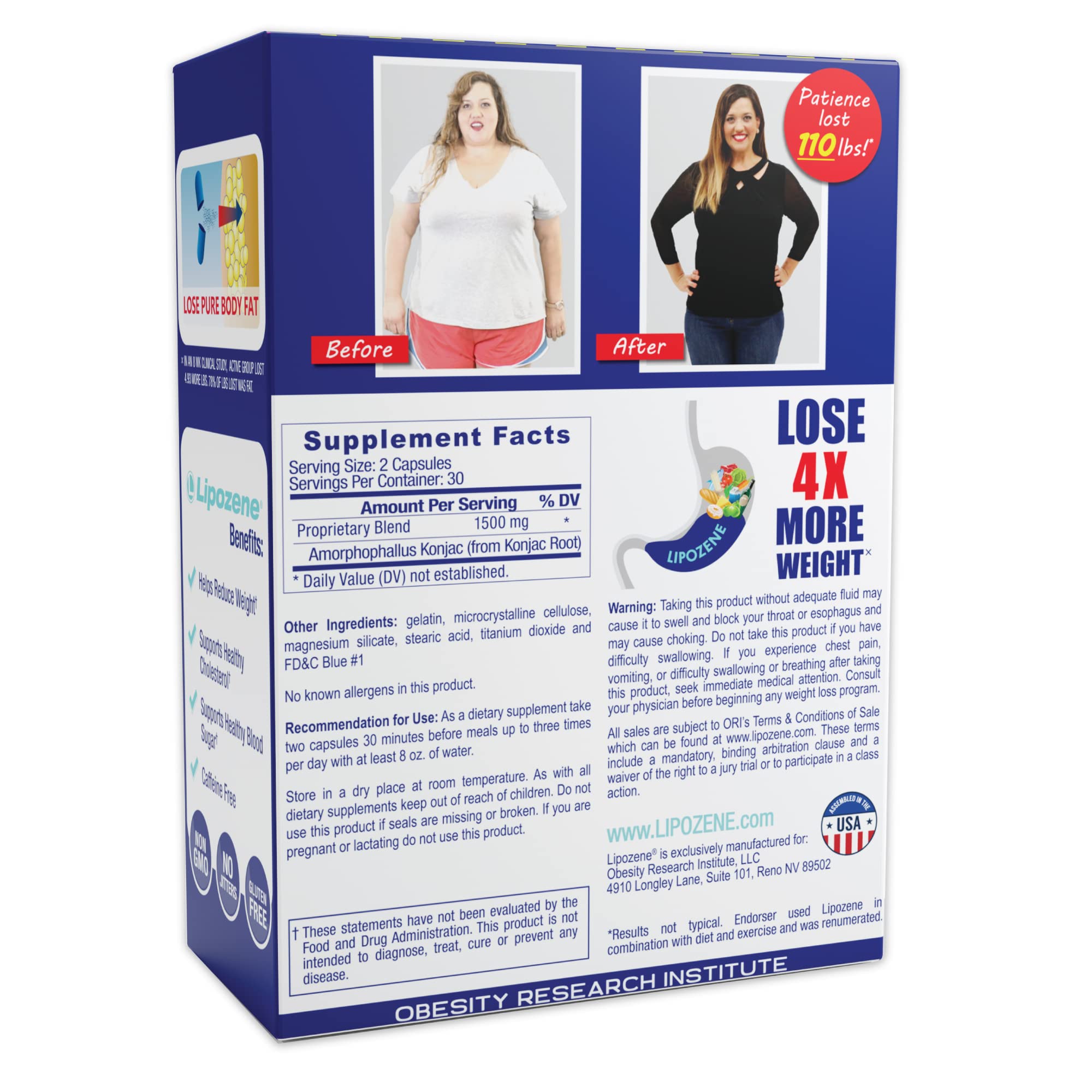 Lipozene: etiqueta del producto para apoyar metas de peso