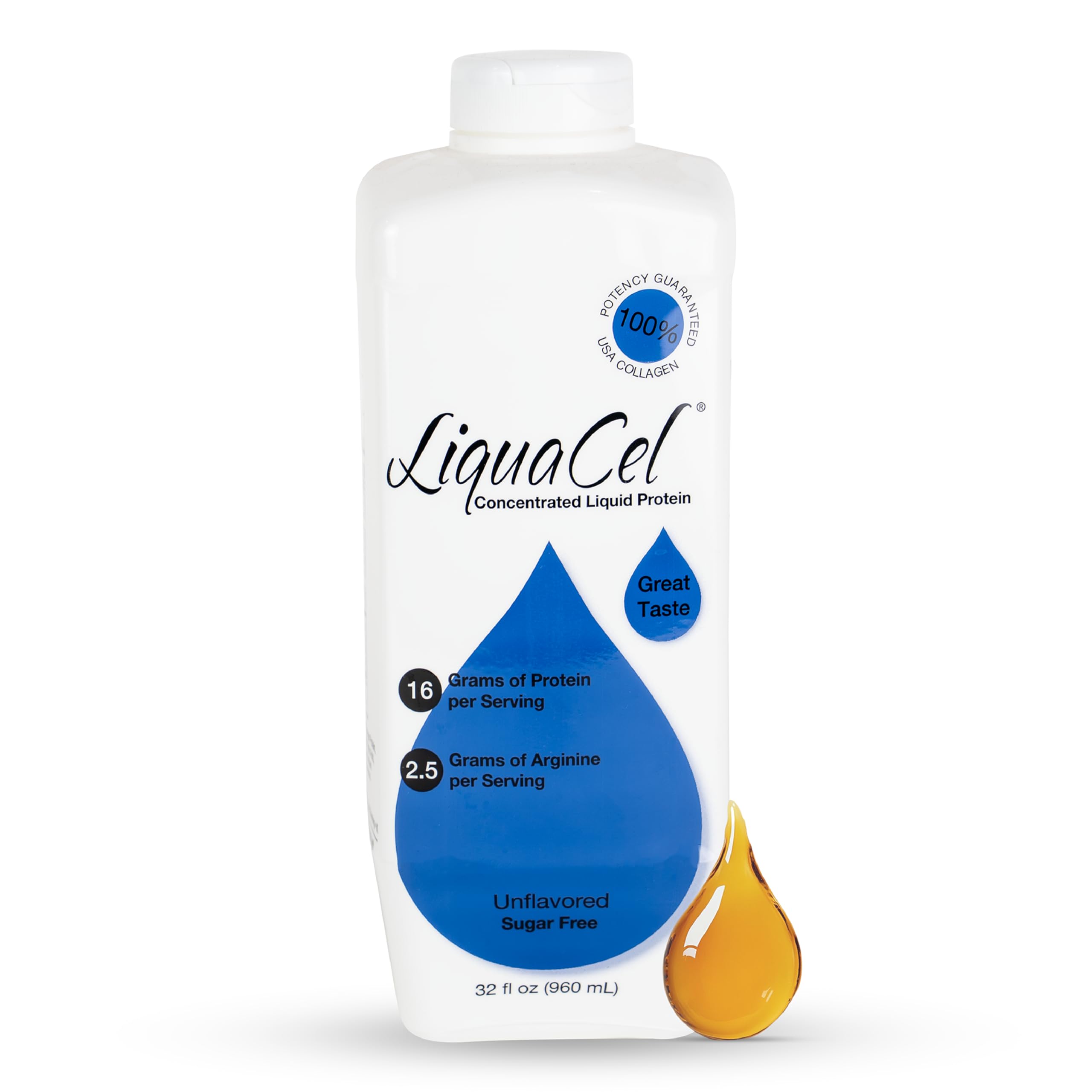 LiquaCel Concentrado, botella con etiqueta clara para identificar proteína fácilmente
