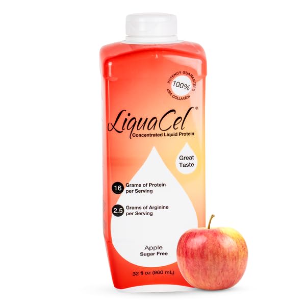 LiquaCel concentrado de proteína líquido, vista de botella vertiendo, ideal para apoyo proteico diario