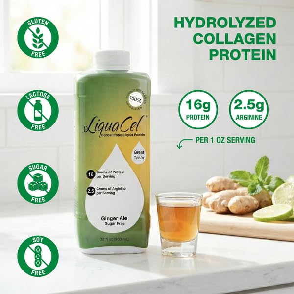 LiquaCel listo para beber, sabor jengibre, impulso proteico