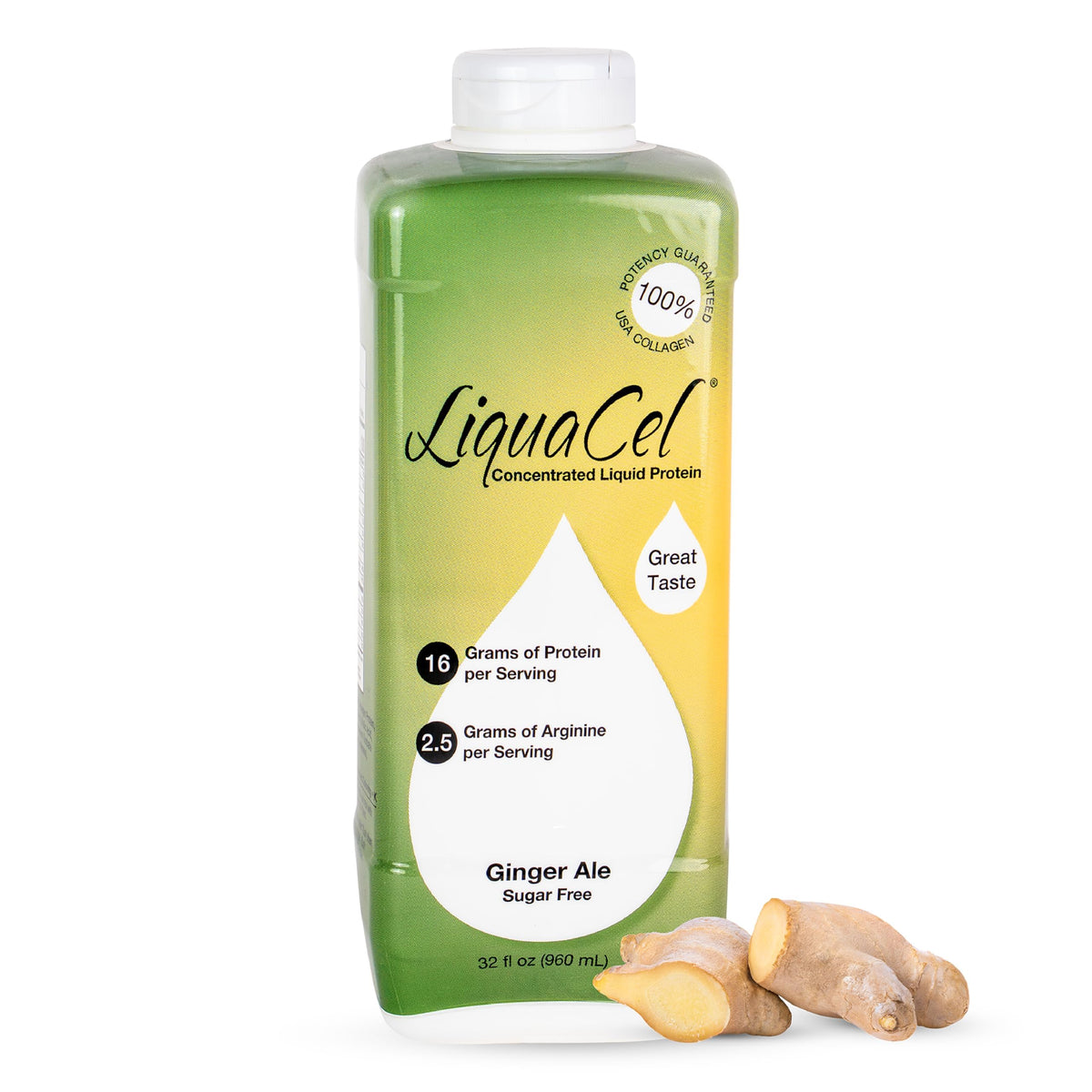 LiquaCel Proteína Concentrada, botellas vertido, apoyo proteico diario con sabor jengibre