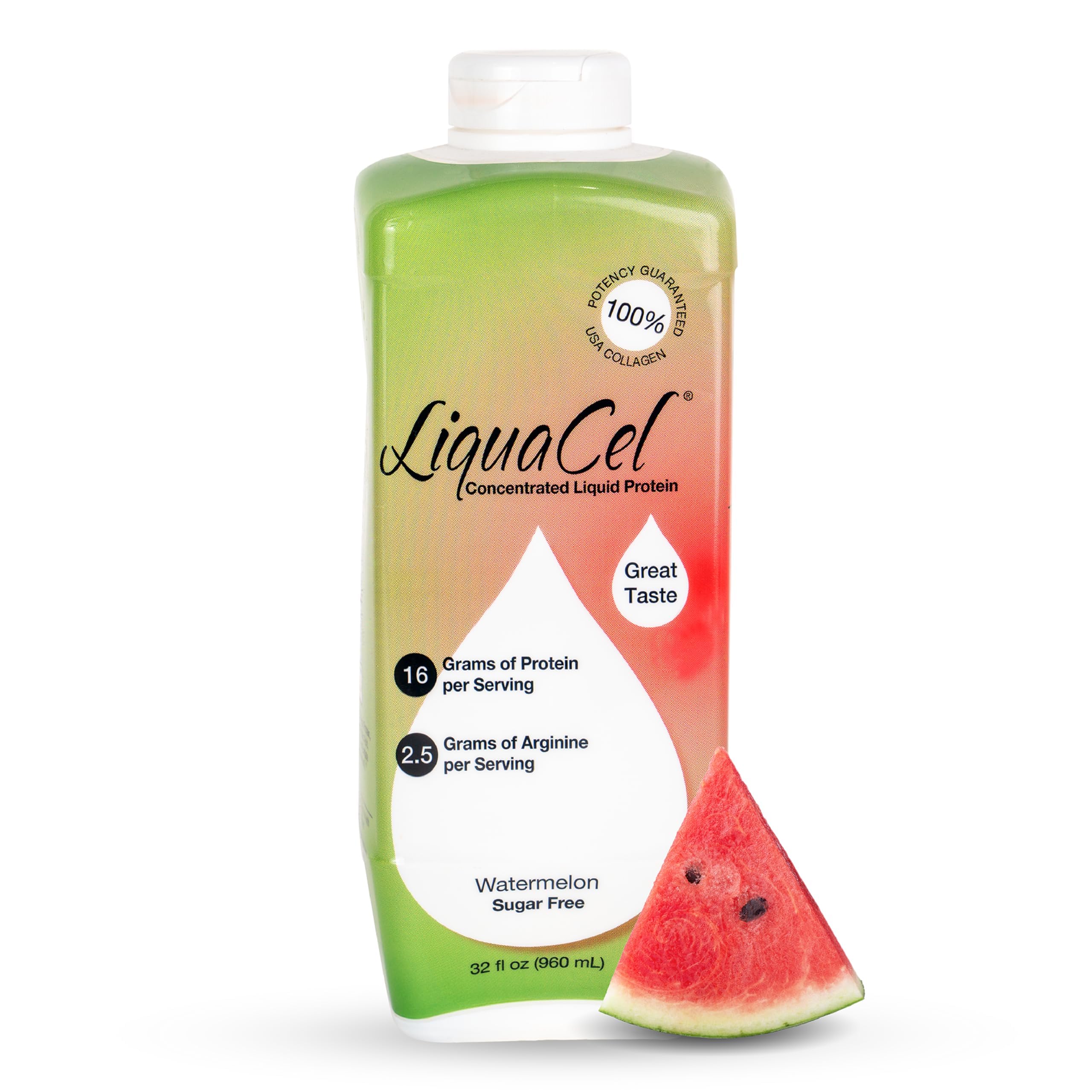 LiquaCel proteína líquida concentrada sabor sandía en botella para apoyo proteico diario