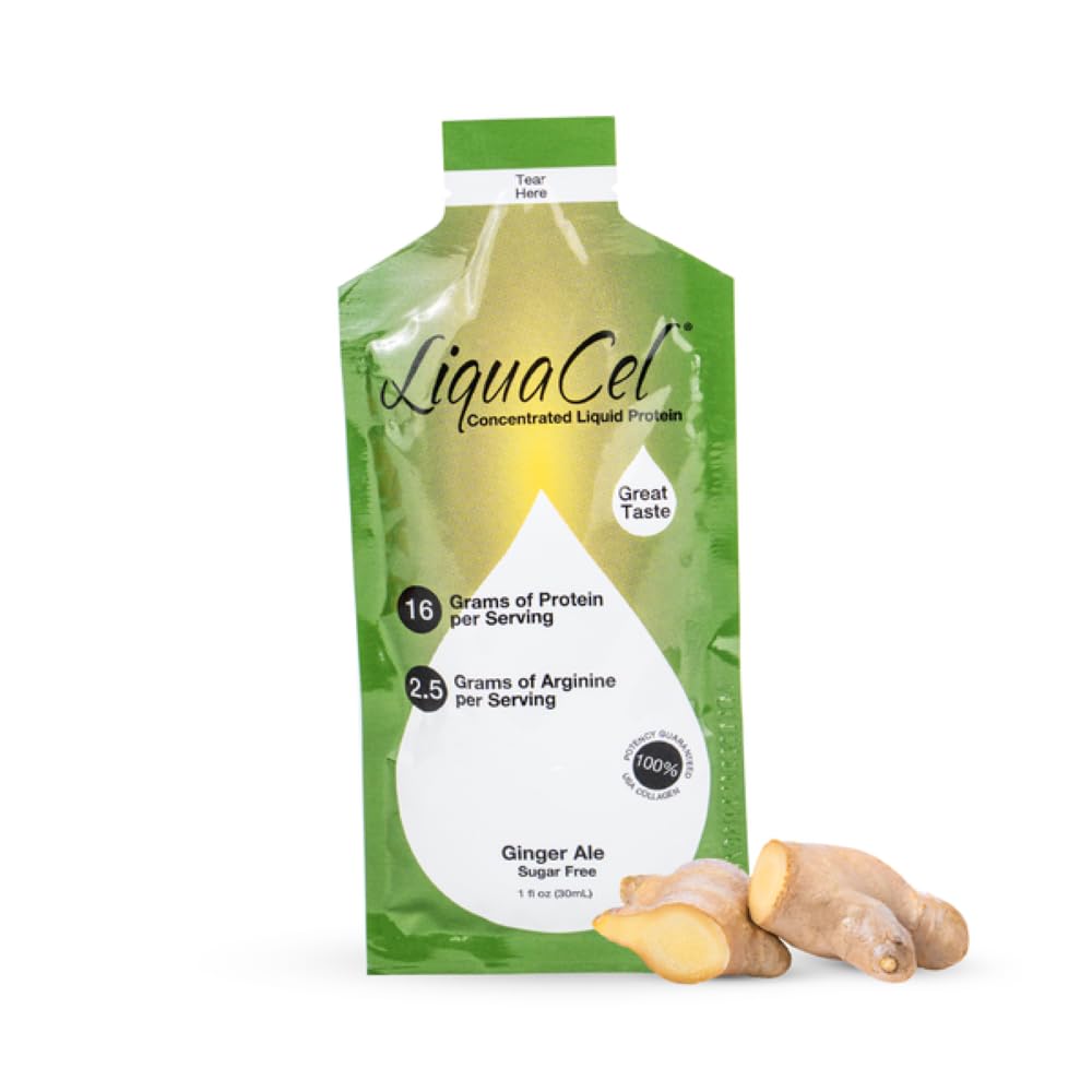 LiquaCel proteína líquida sabor jengibre-ale, sobre individual para consumo inmediato