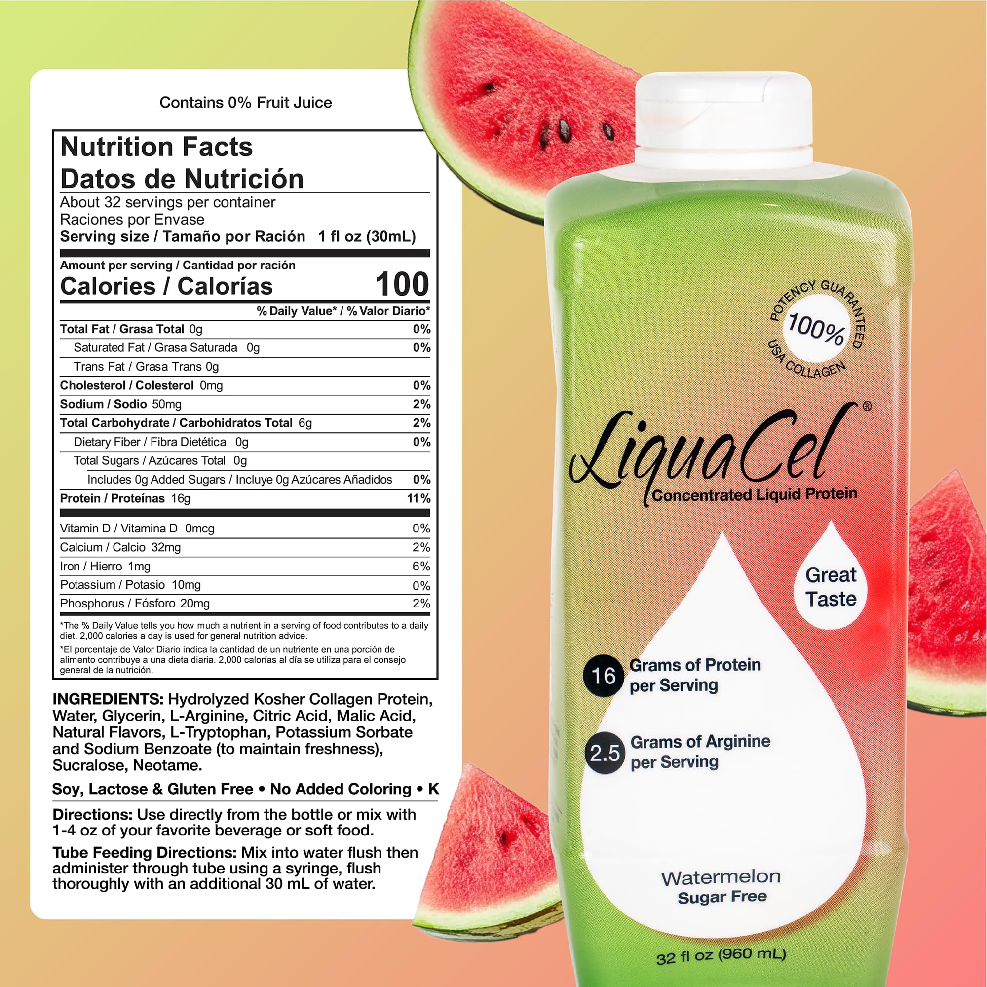 LiquaCel proteína líquida sabor sandía para beber directamente