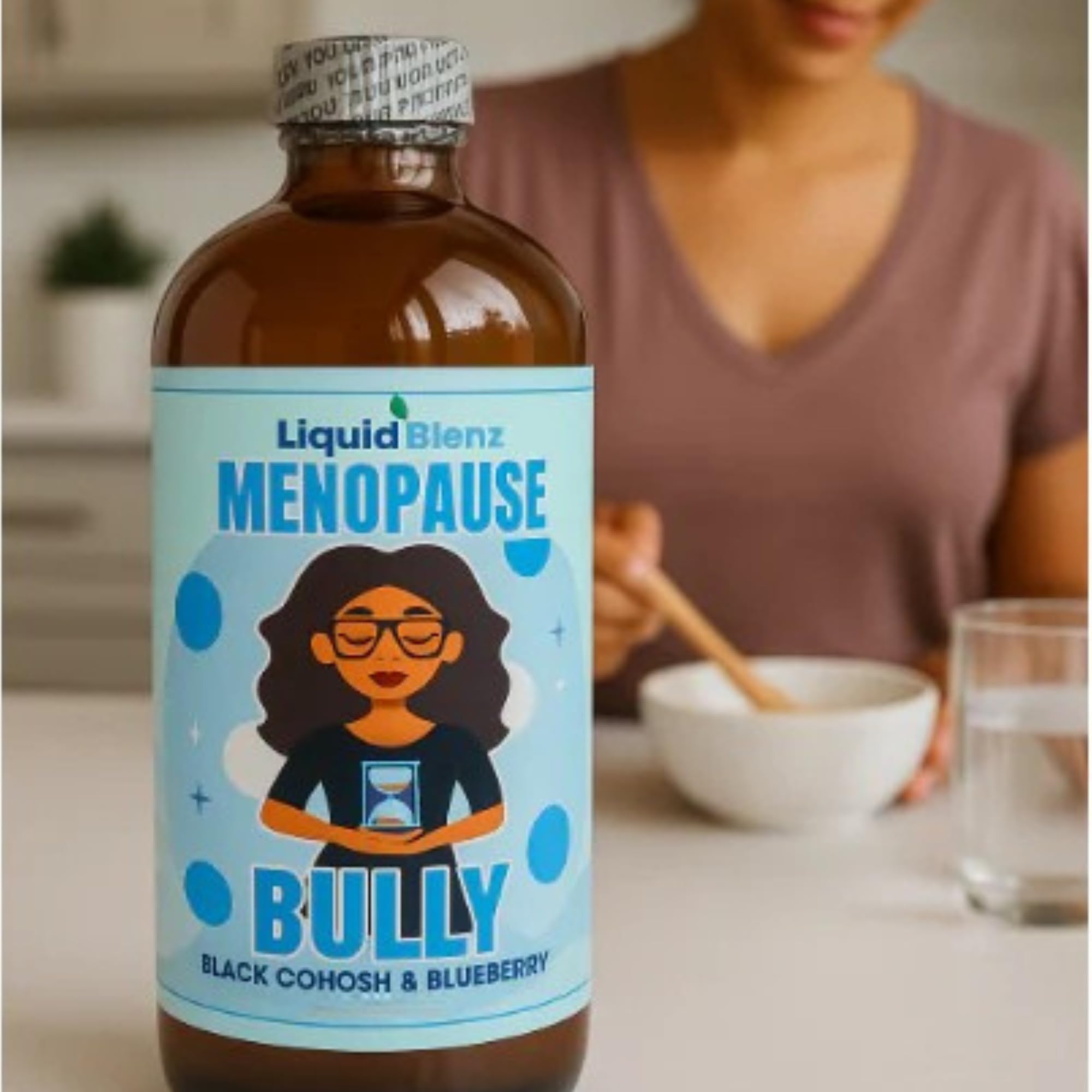 LIQUID BLENZ Menopausia Bully: envase de 32 onzas para uso sostenido