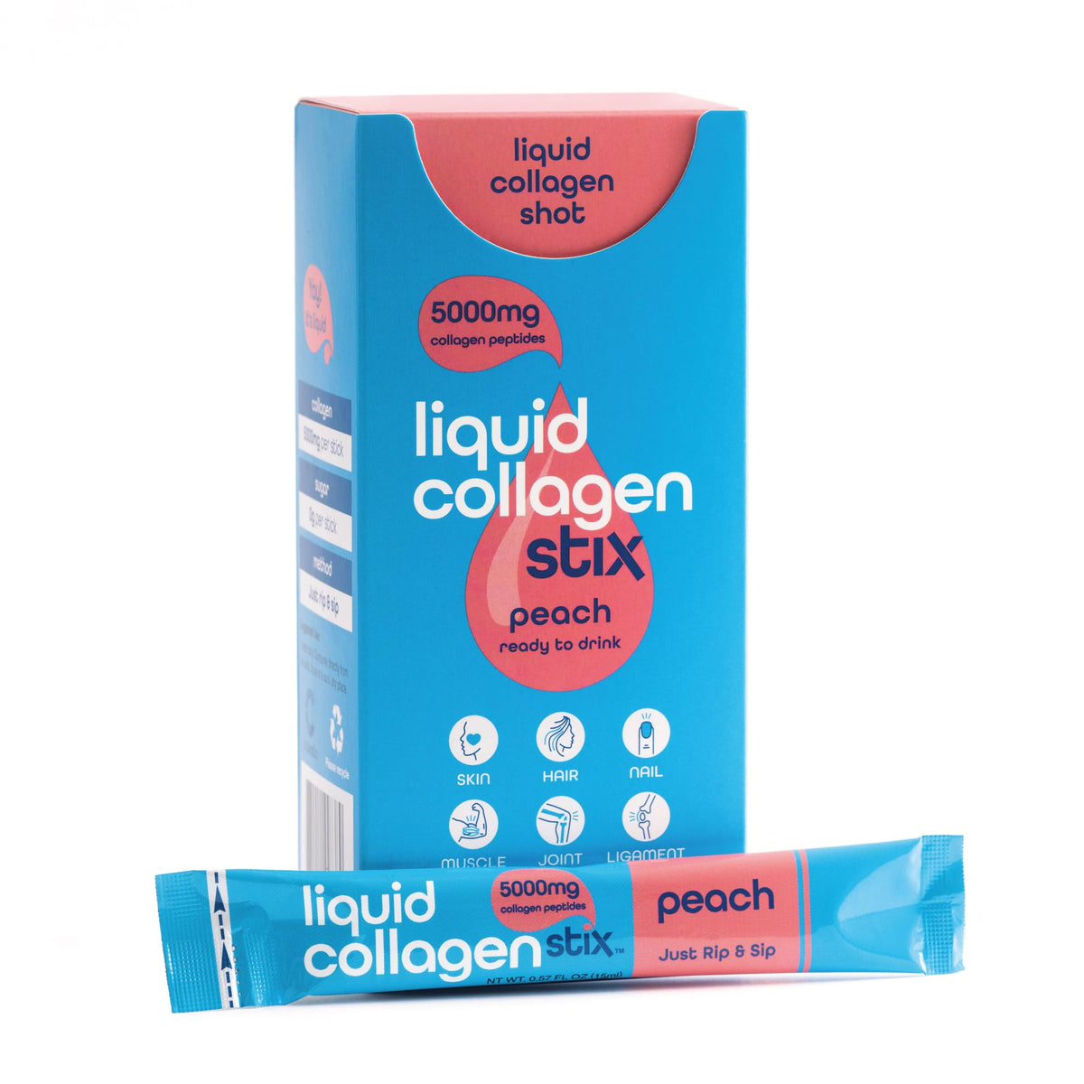 Liquid Collagen Stix: bebida lista para beber, ideal para incorporar colágeno rápidamente.