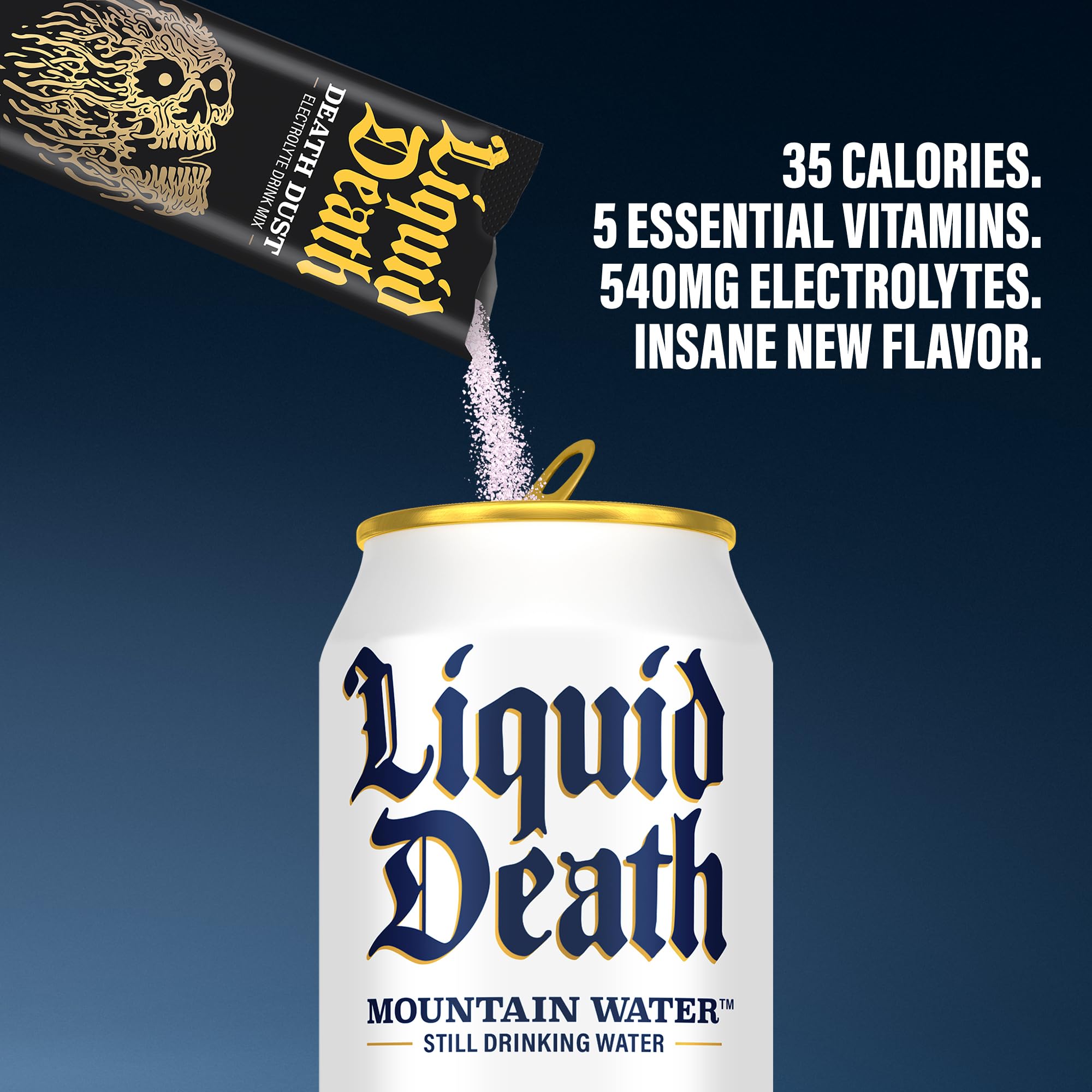 Liquid Death Paquete 12 dosis: conveniencia para viajes y entrenamientos.