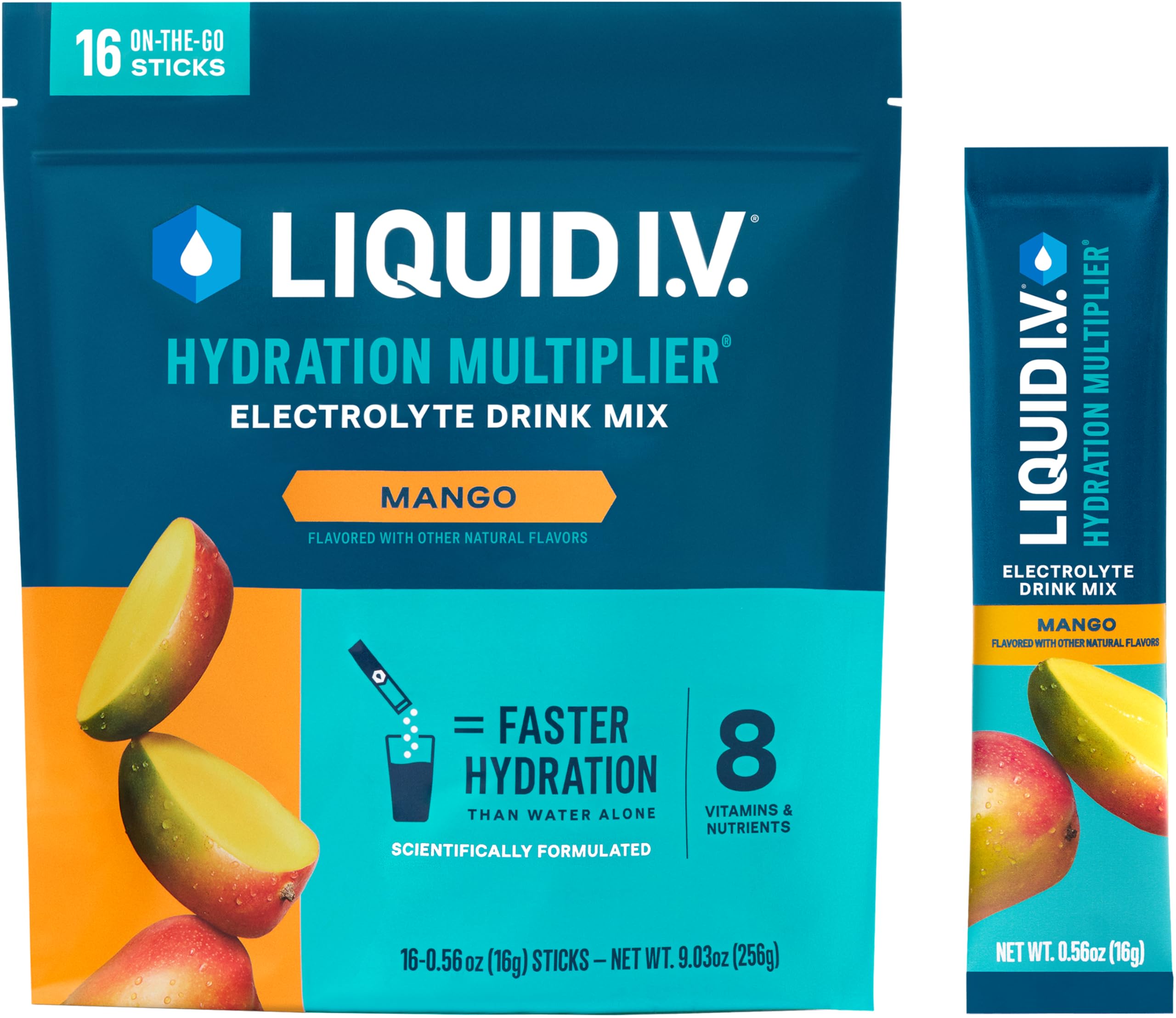 Liquid I.V. Mango en paquete para hidratación rápida y sabor tropical