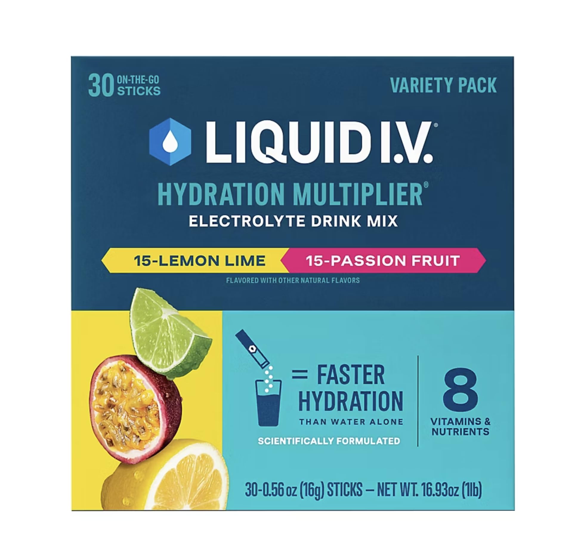 Liquid I.V. Hydration Multiplier variedad limón-lima para entrenamientos y viajes