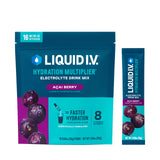 Liquid I.V Hydration Multiplier con Acai en bolsa individual para hidratación rápida.