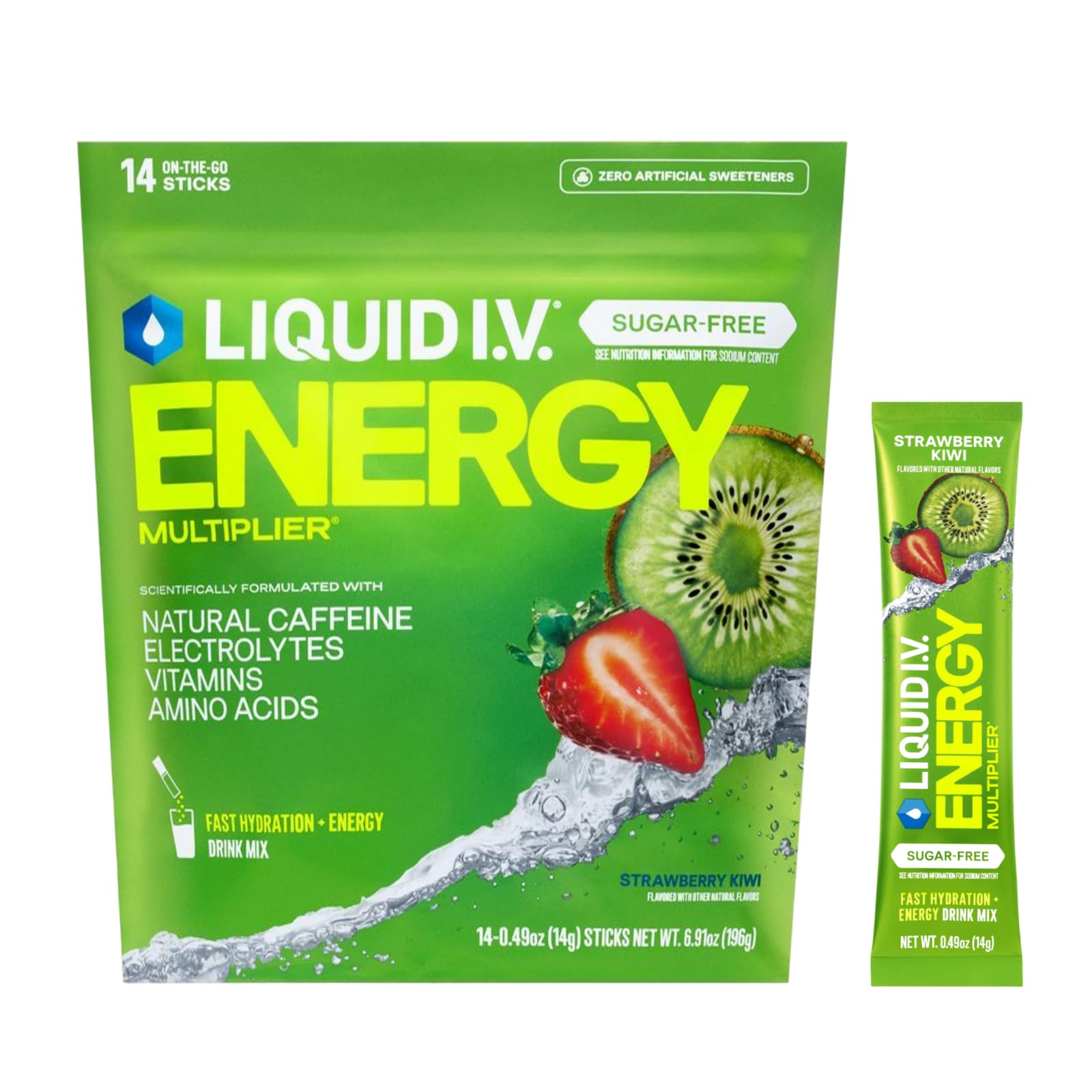 Liquid I.V. Hidratación Multiplicadora envase de 14 porciones sabor Fresa Kiwi para hidratación rápida