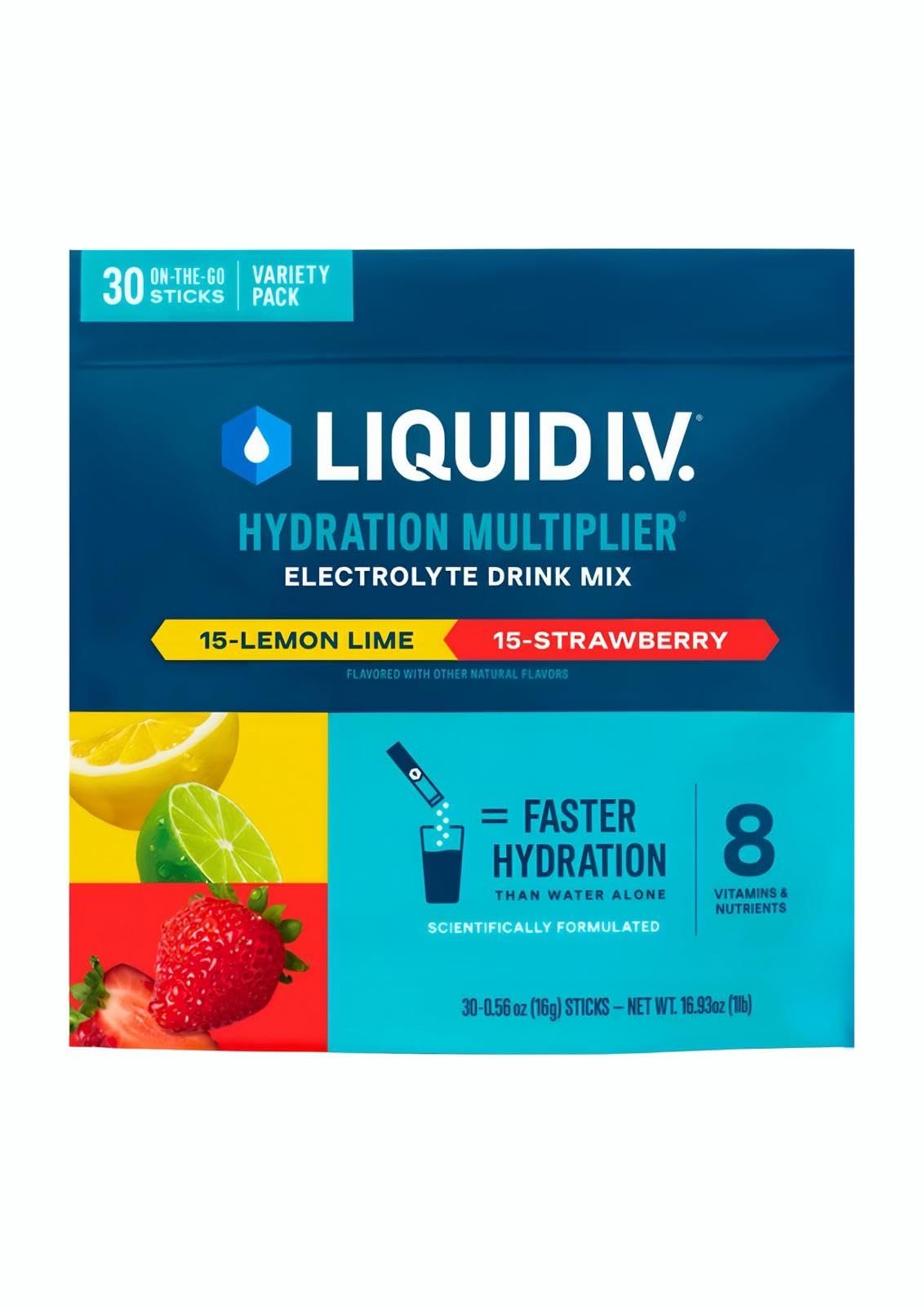 Liquid I.V. Hydration Multiplier, sobres portátiles para hidratación sobre la marcha.