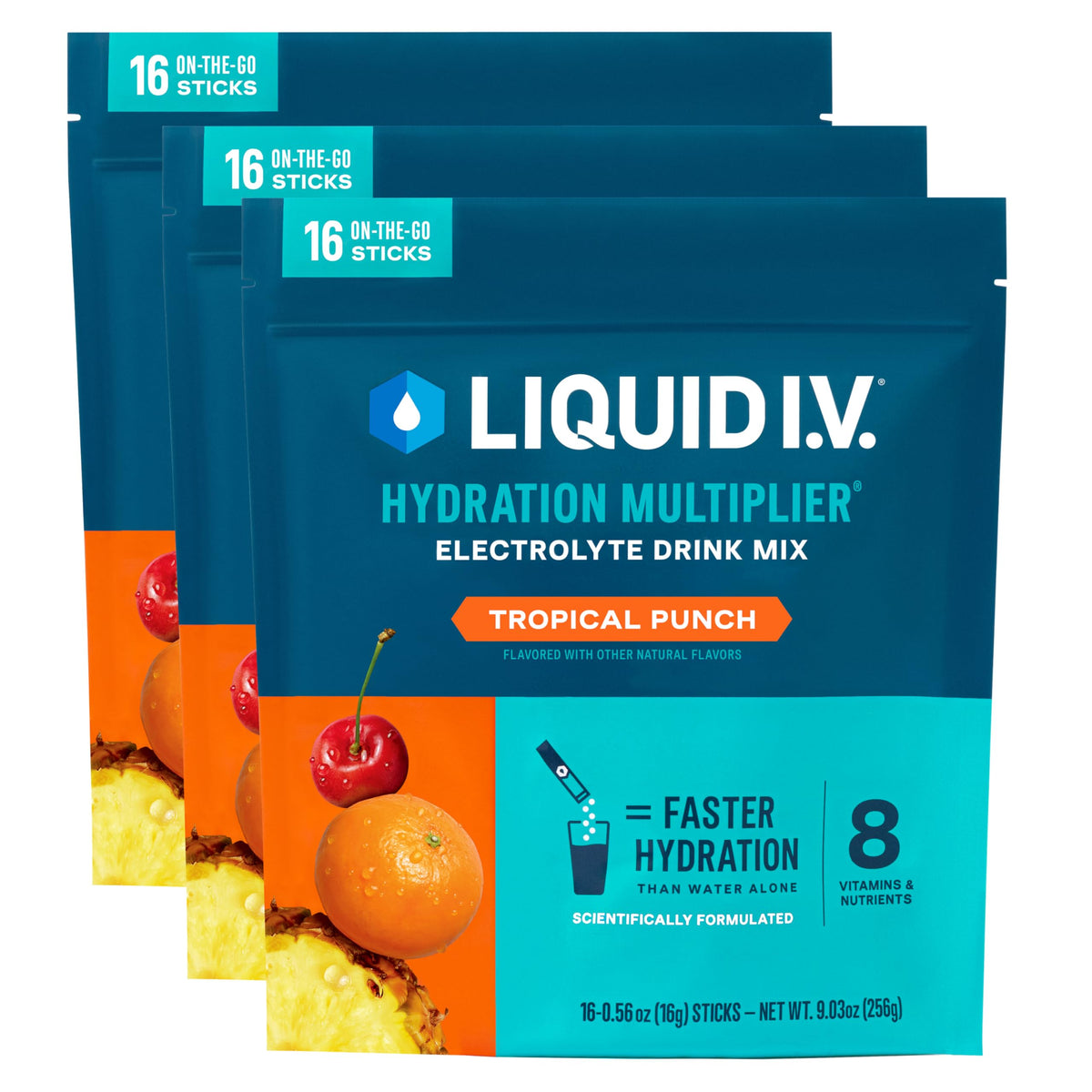 Liquid I.V. Multiplicador de Hidratación tropical con sabor refrescante y electrolitos útiles